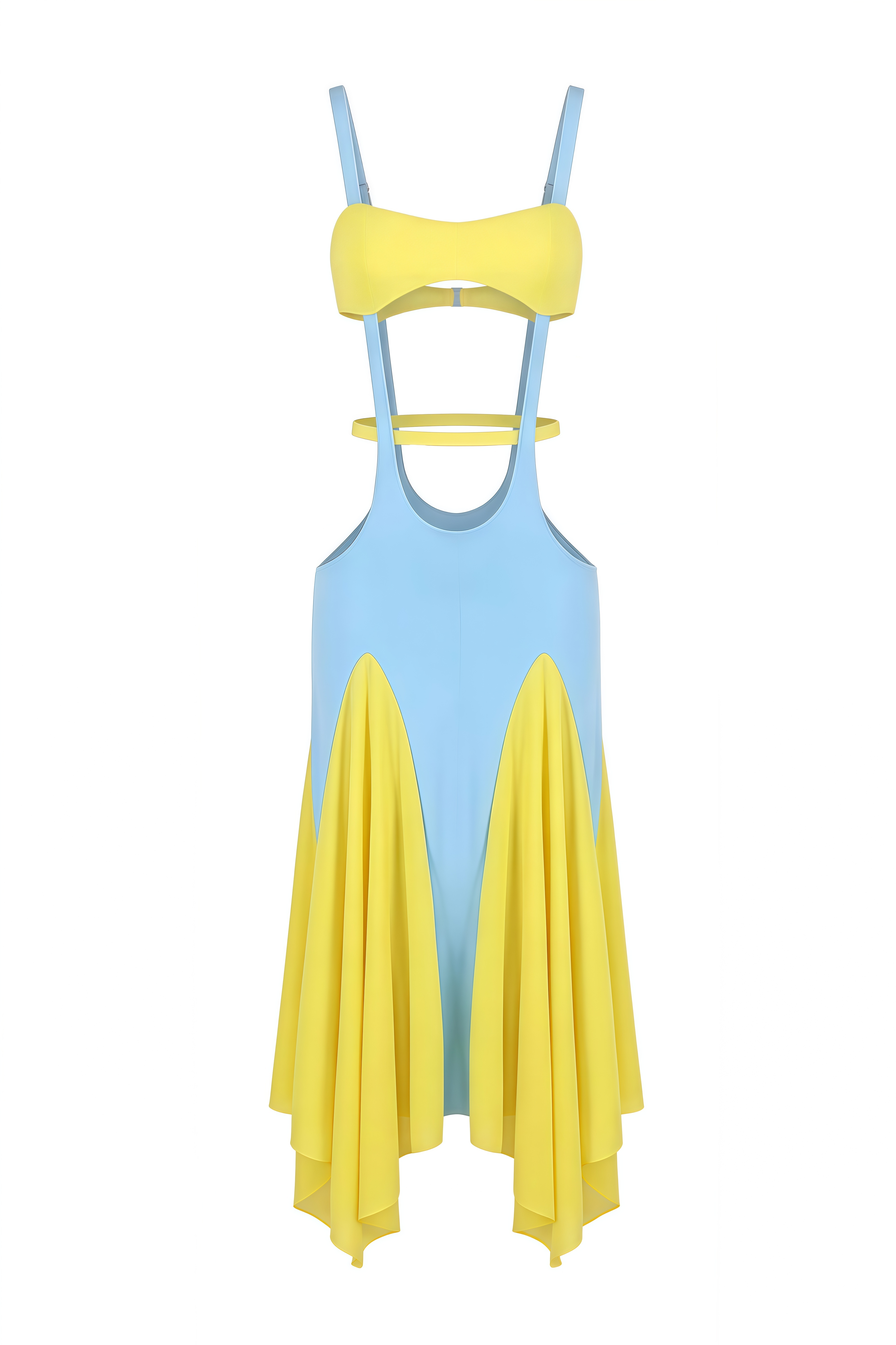 Flora Color Block Sleeveless Cut-Out Midi Dress