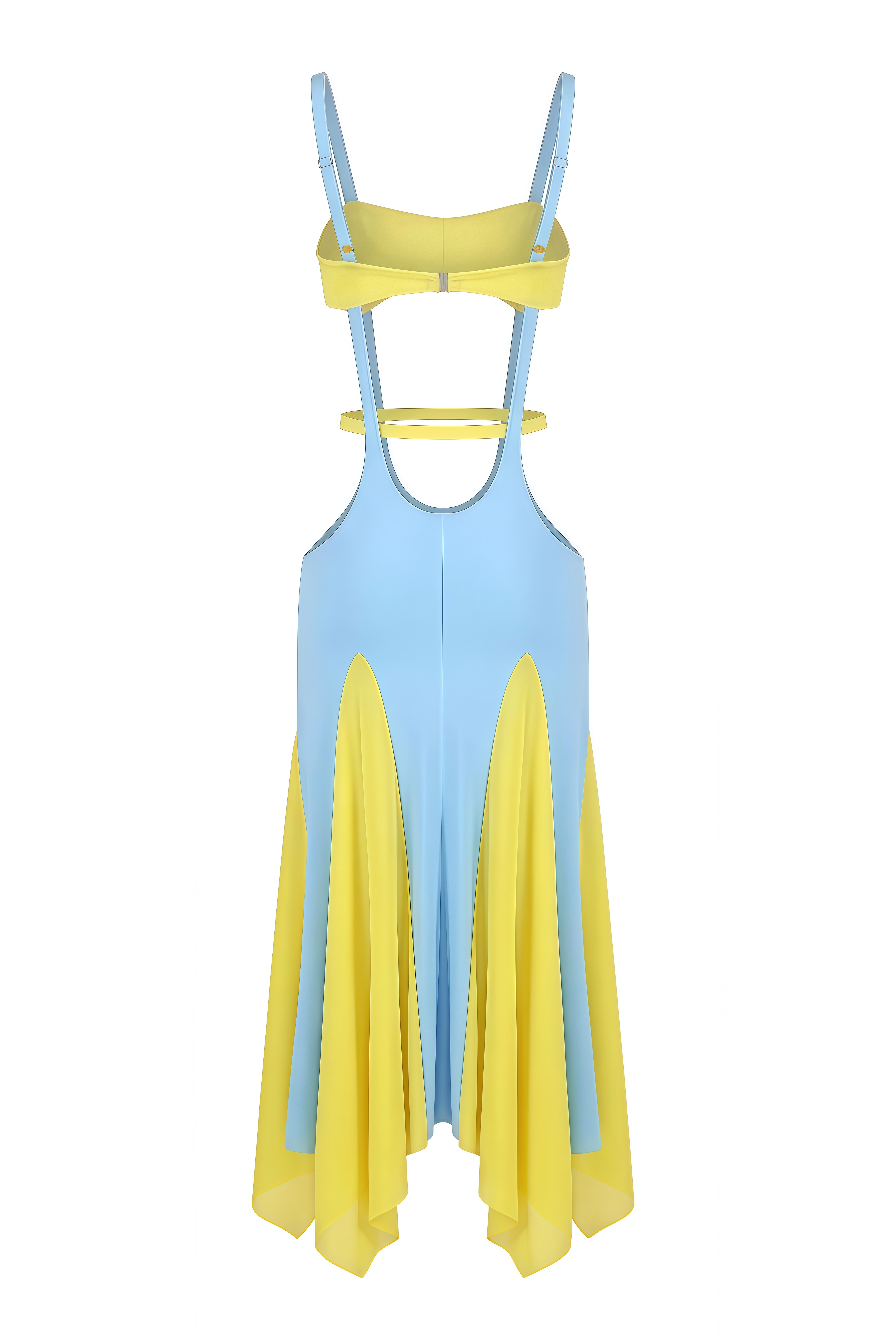 Flora Color Block Sleeveless Cut-Out Midi Dress