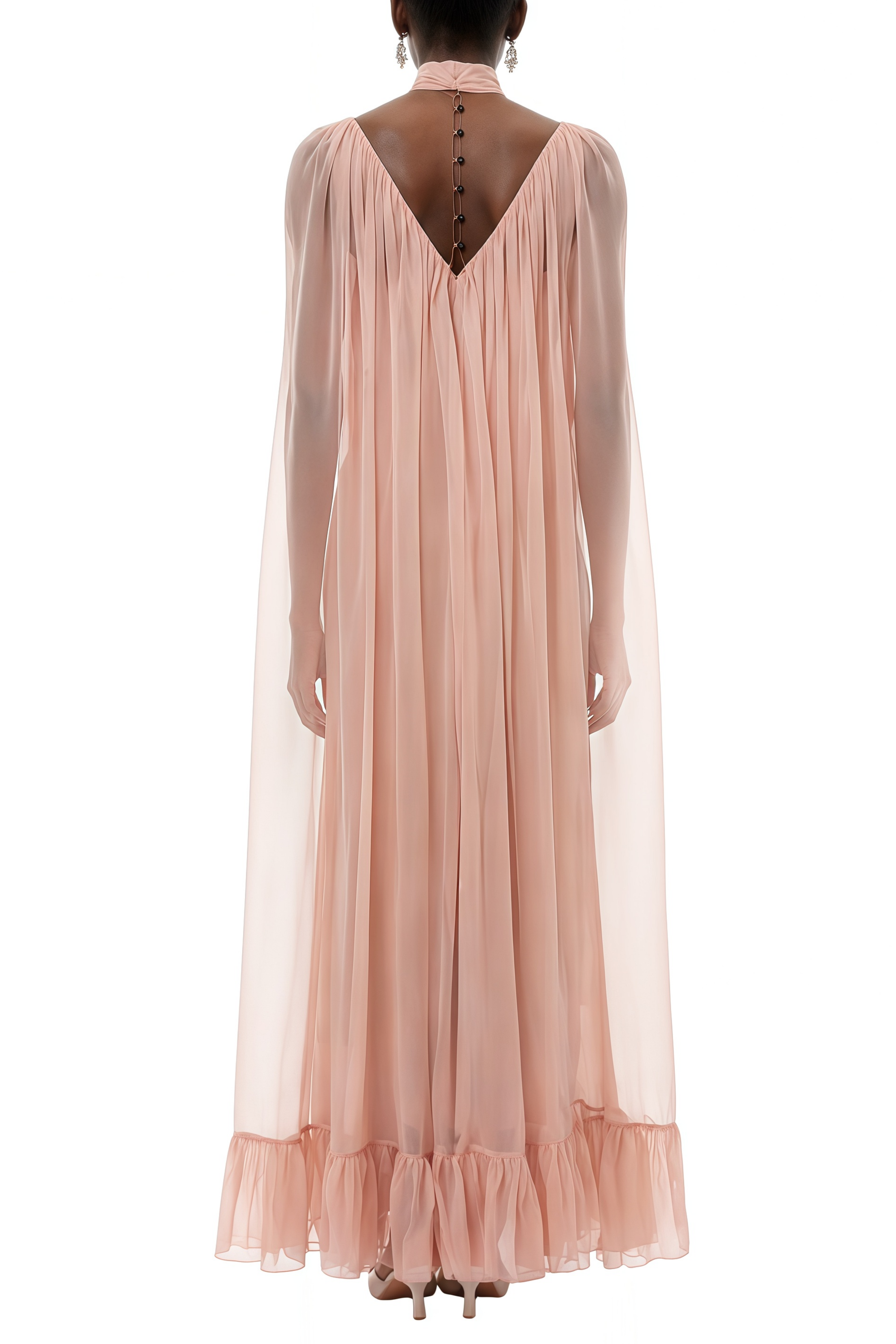 Eartha Pink Pleated Ruffled Maxi Dress