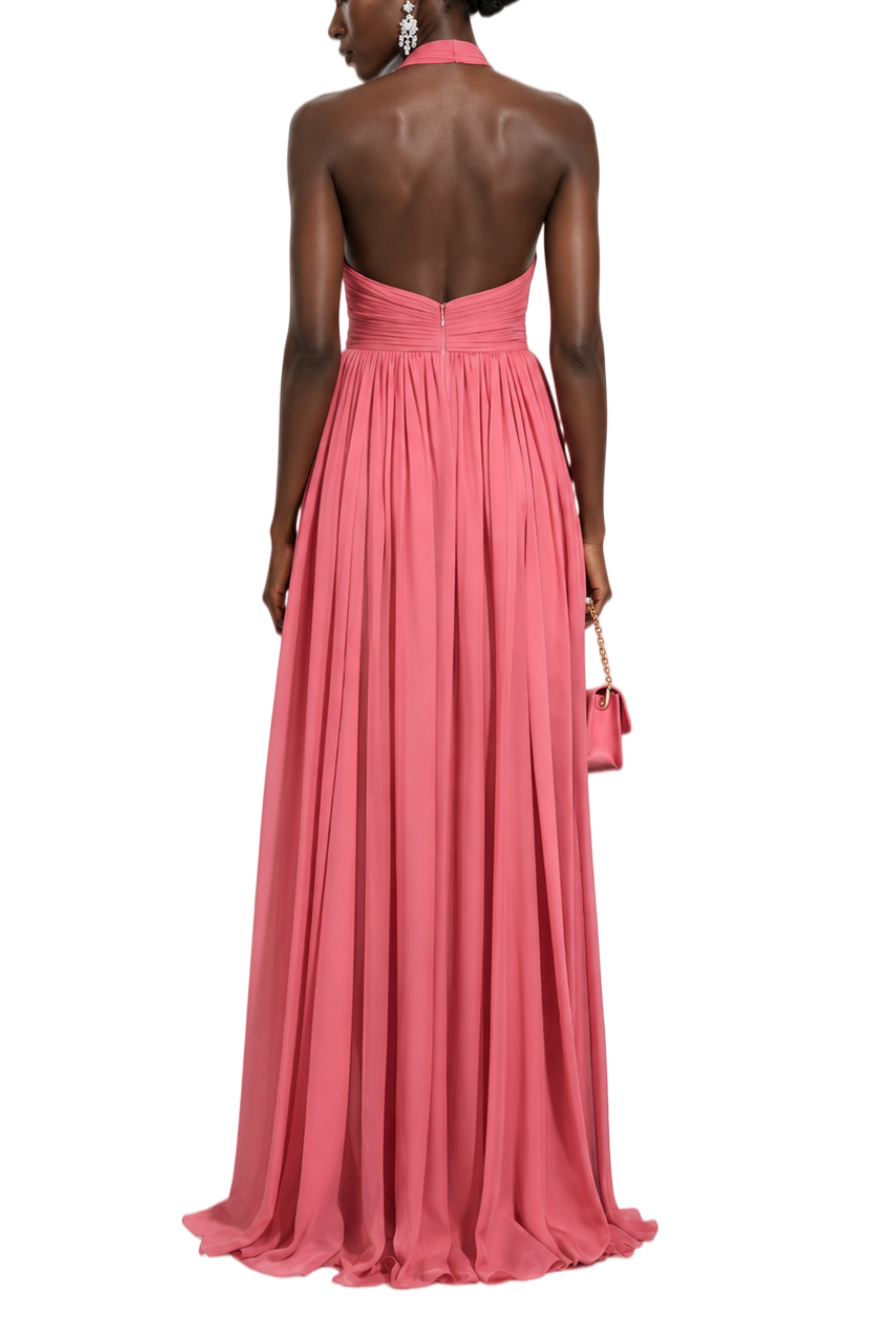 Florence Pink Halter Pleated Maxi Dress