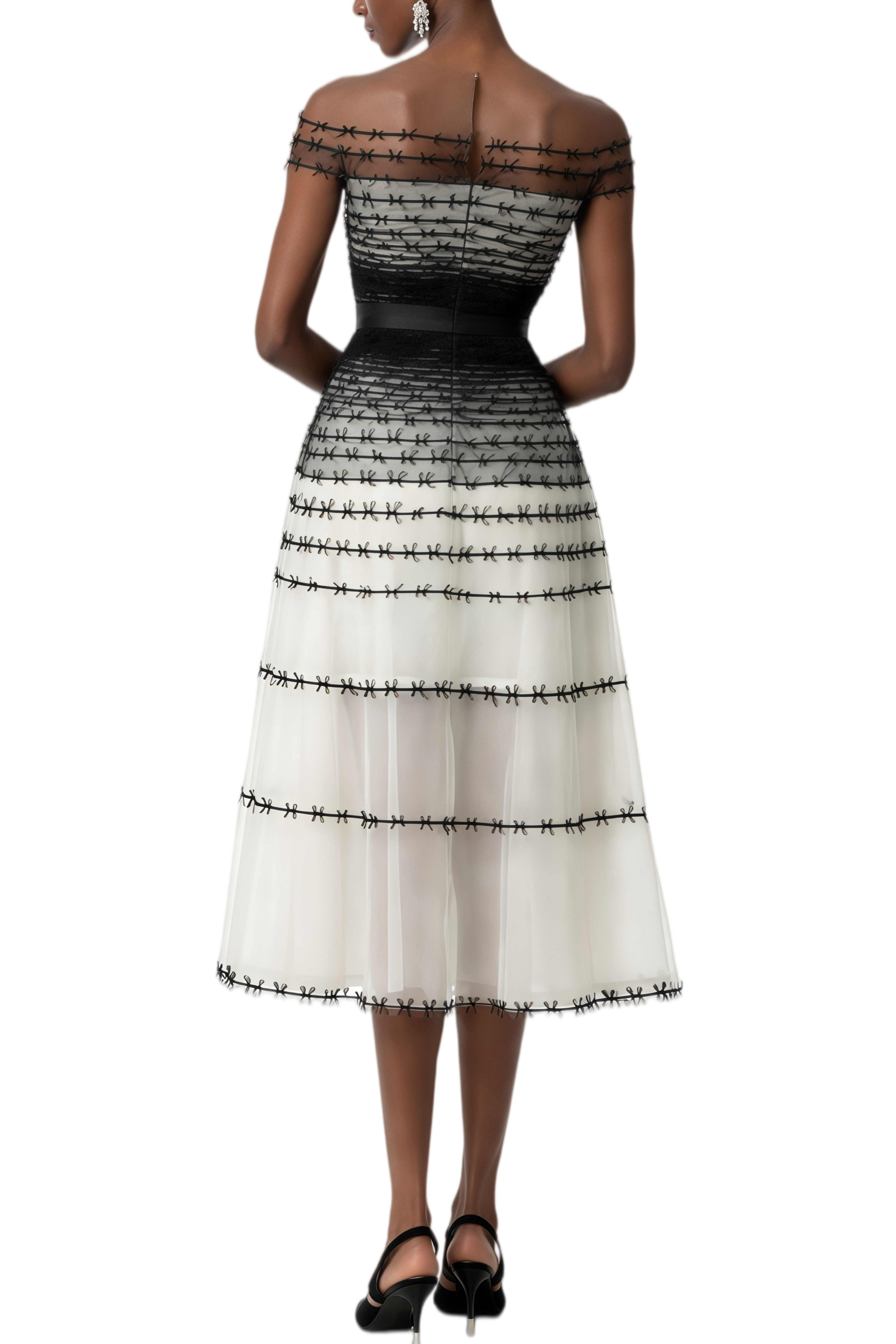 Iris Color Block Tulle Midi Dress