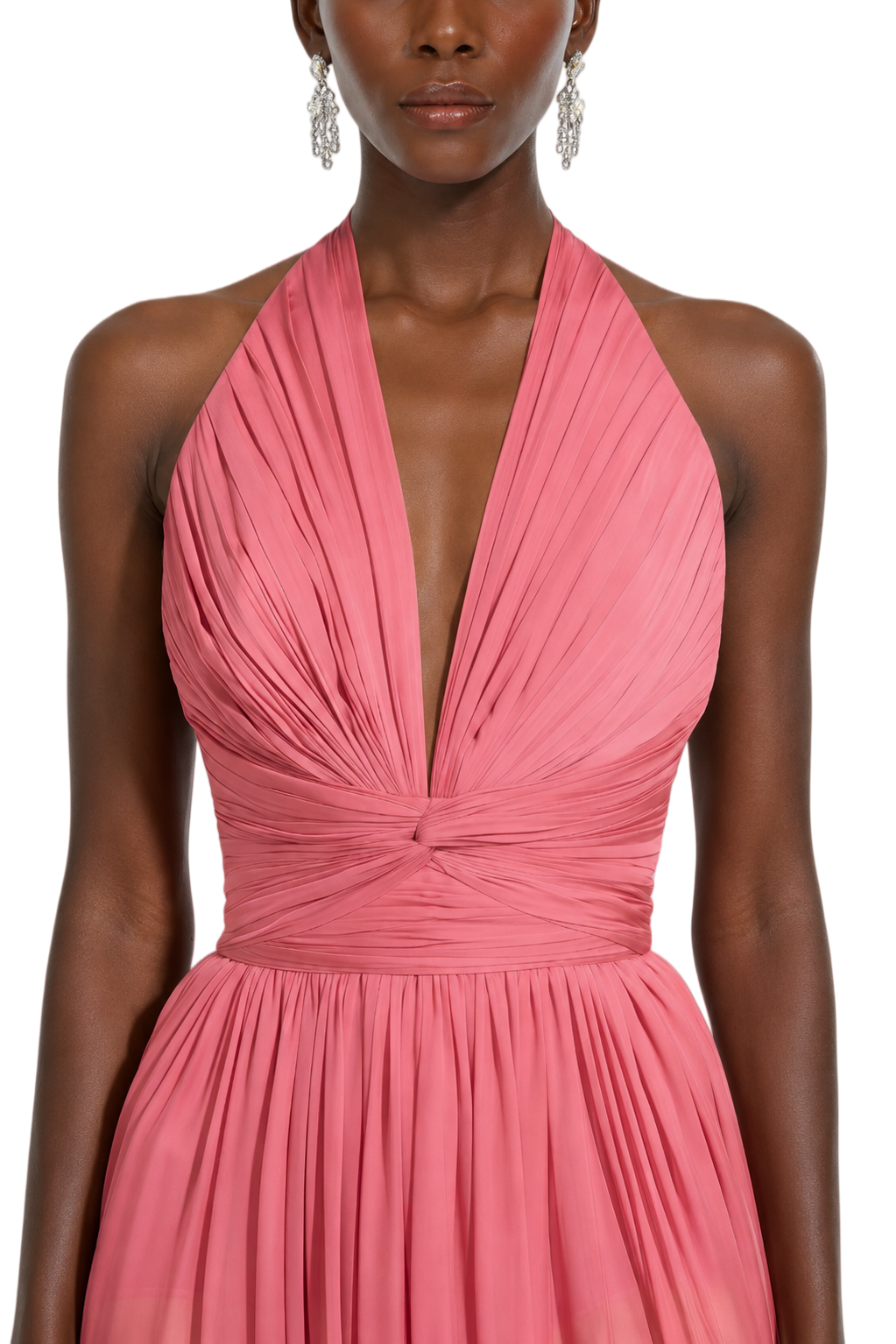 Florence Pink Halter Pleated Maxi Dress