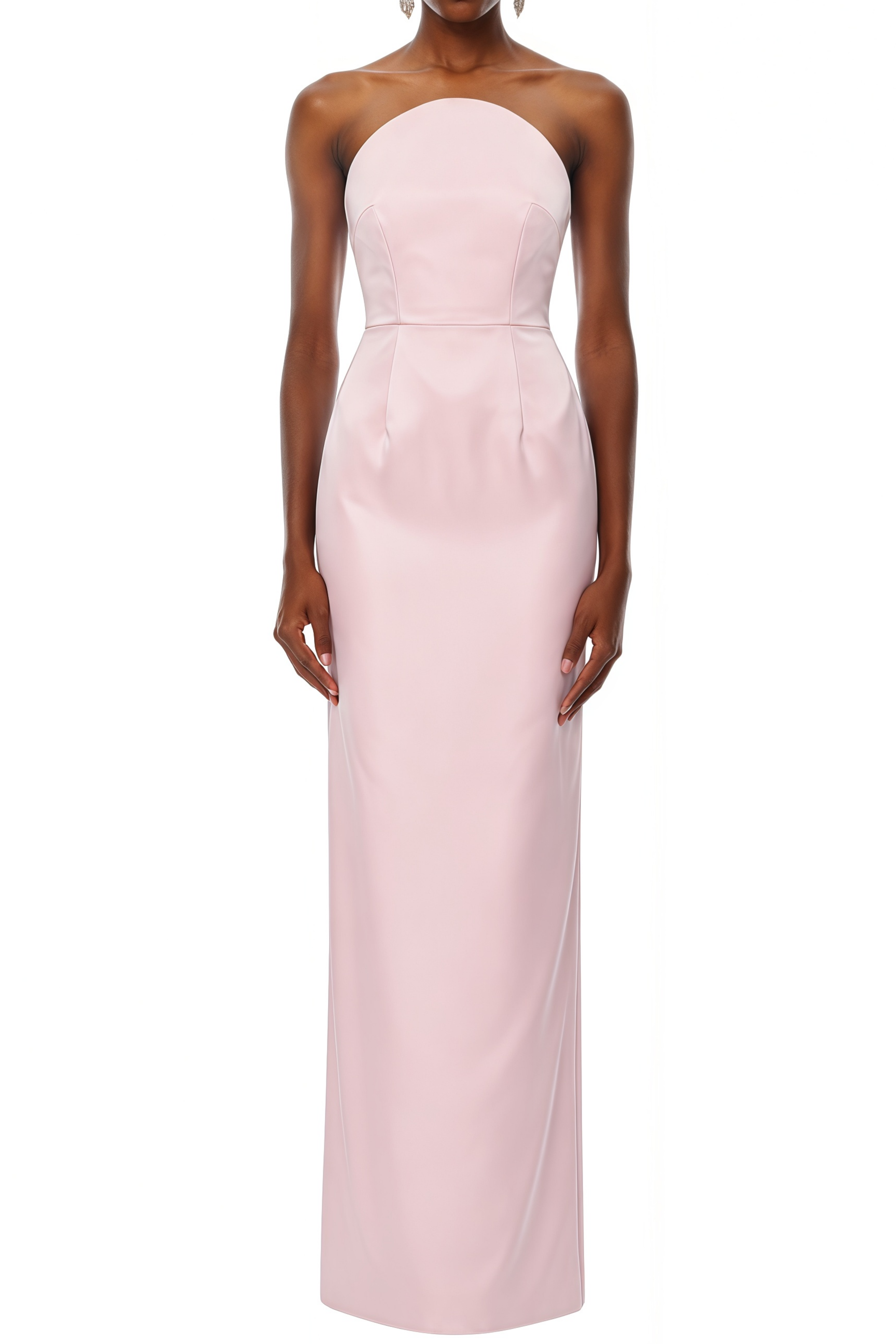 Estelle Blush Pink Satin Off Shoulder Maxi Dress