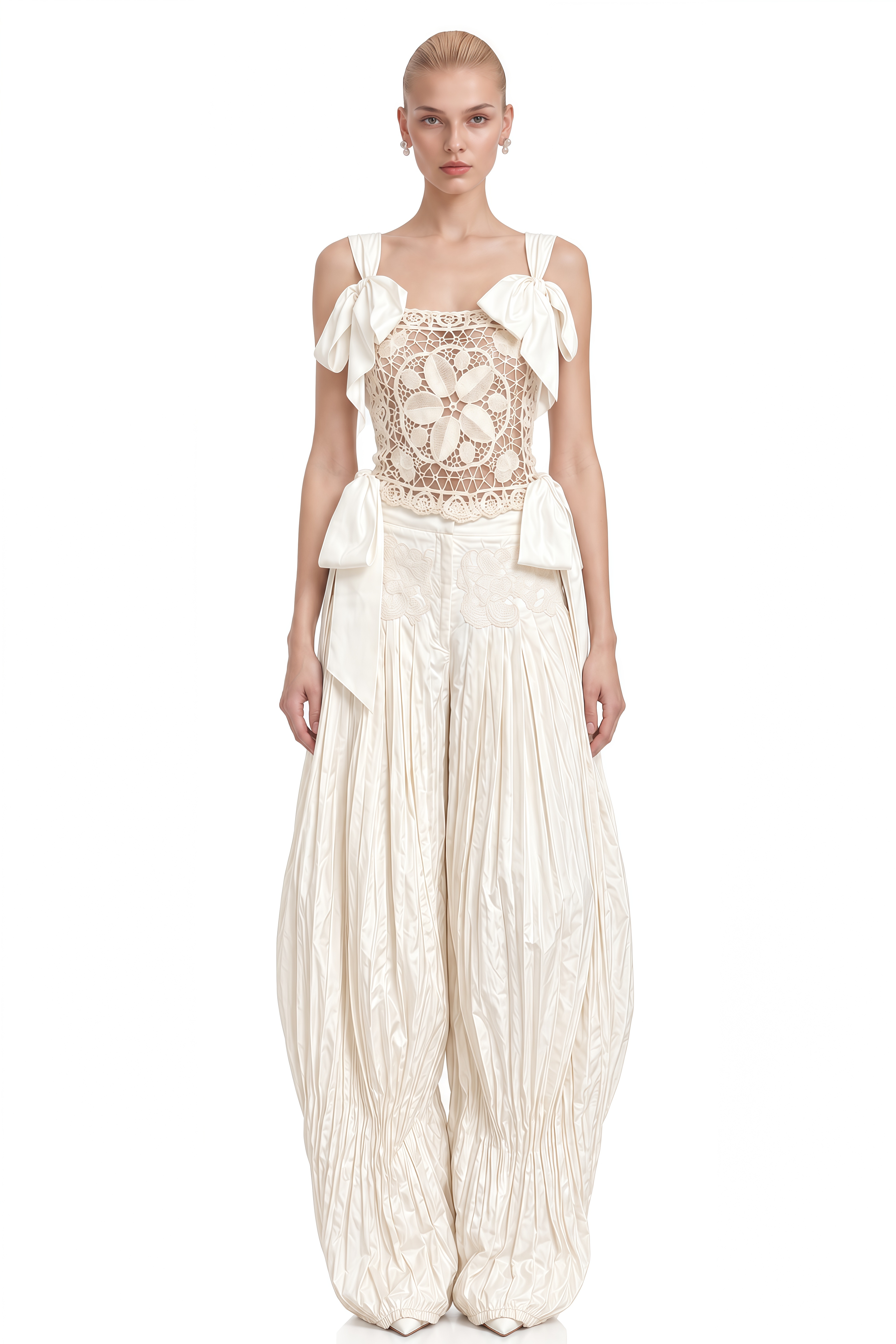 Fiadh Ivory Sleeveless Cut-Out Top & Trousers Set