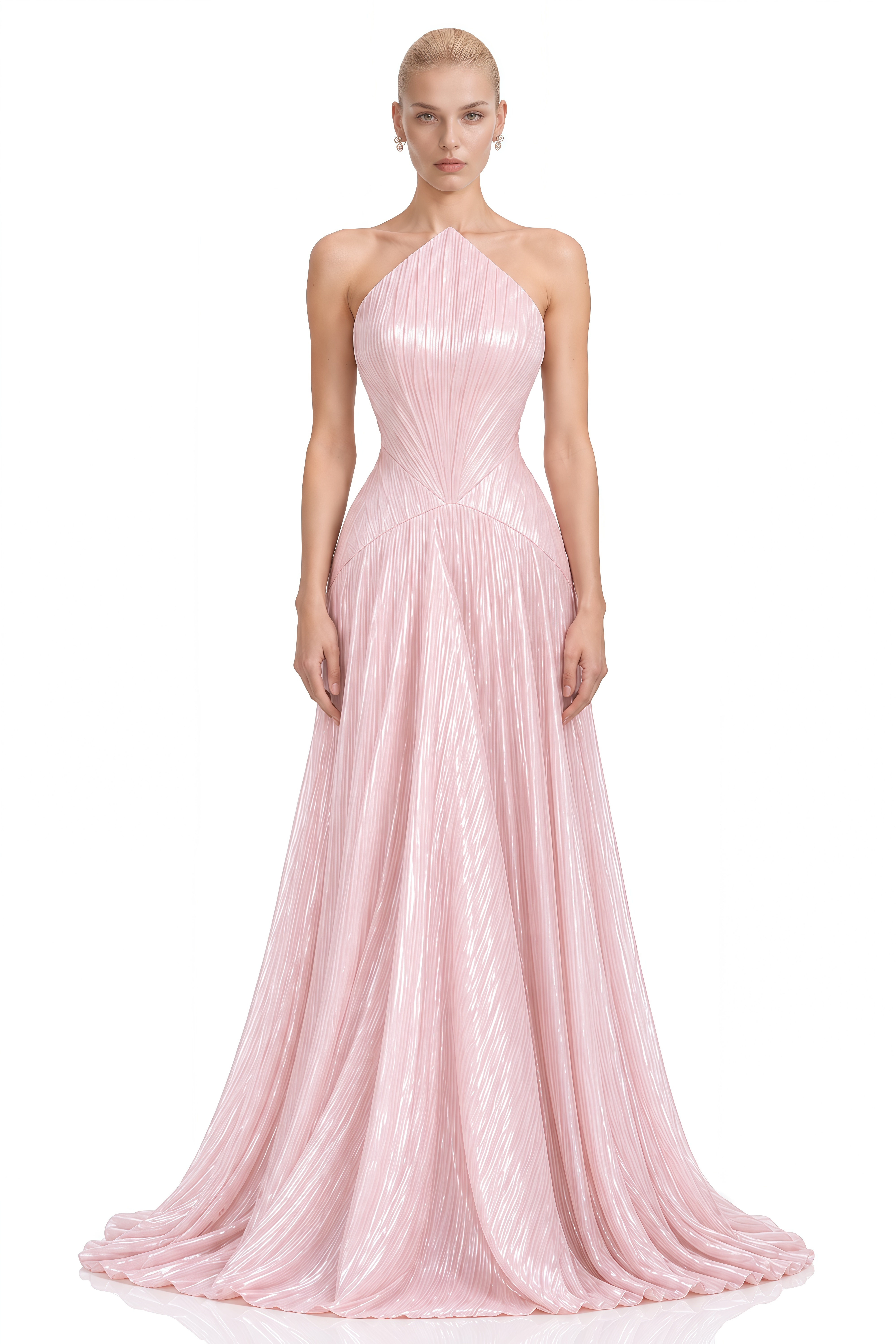 Aurora Pink Off-Shoulder Pleated Maxi Dress