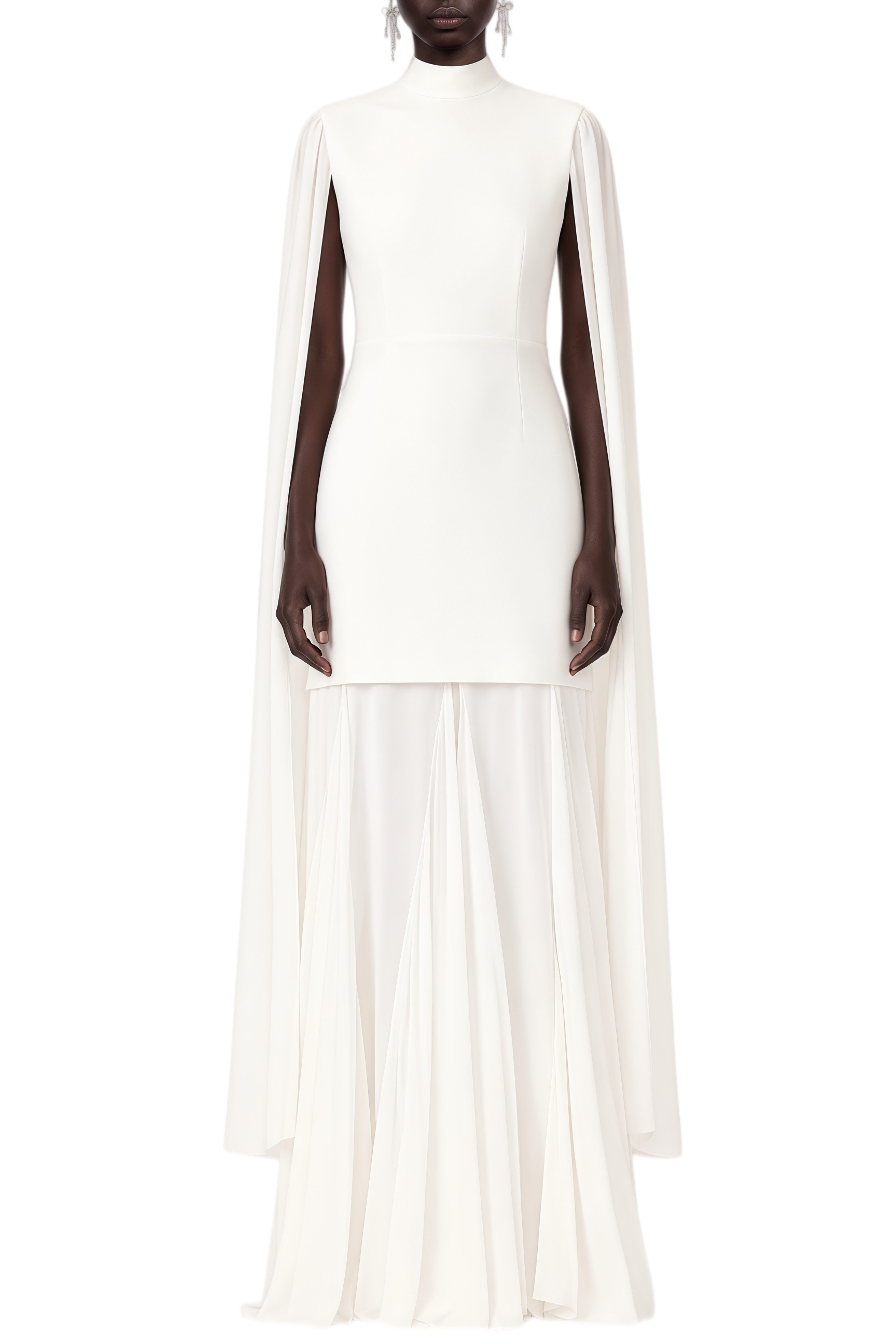 Elodie White Sleeveless Turtleneck Maxi Dress