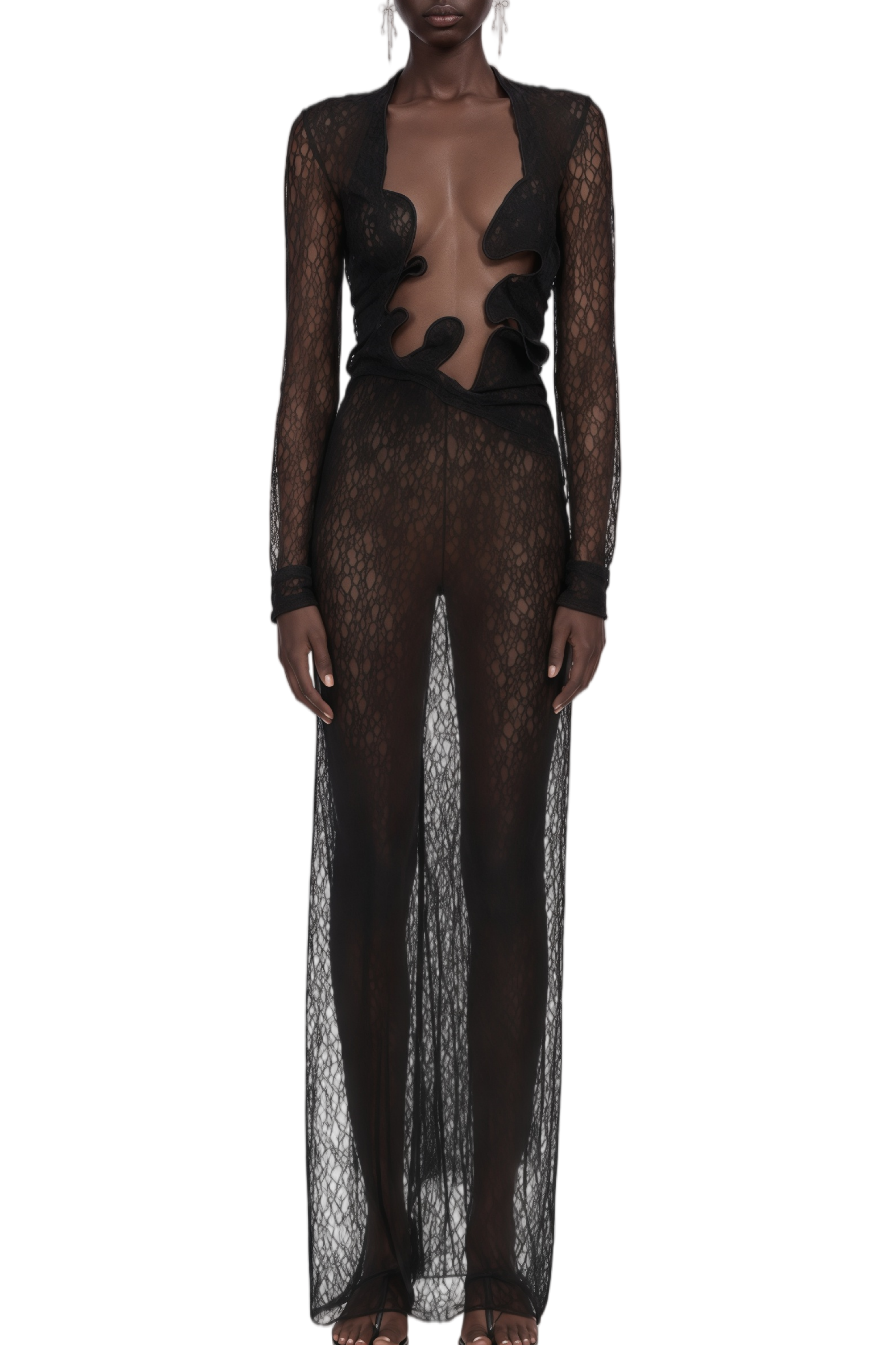 Portia Black Long Sleeves Lace Maxi Dress