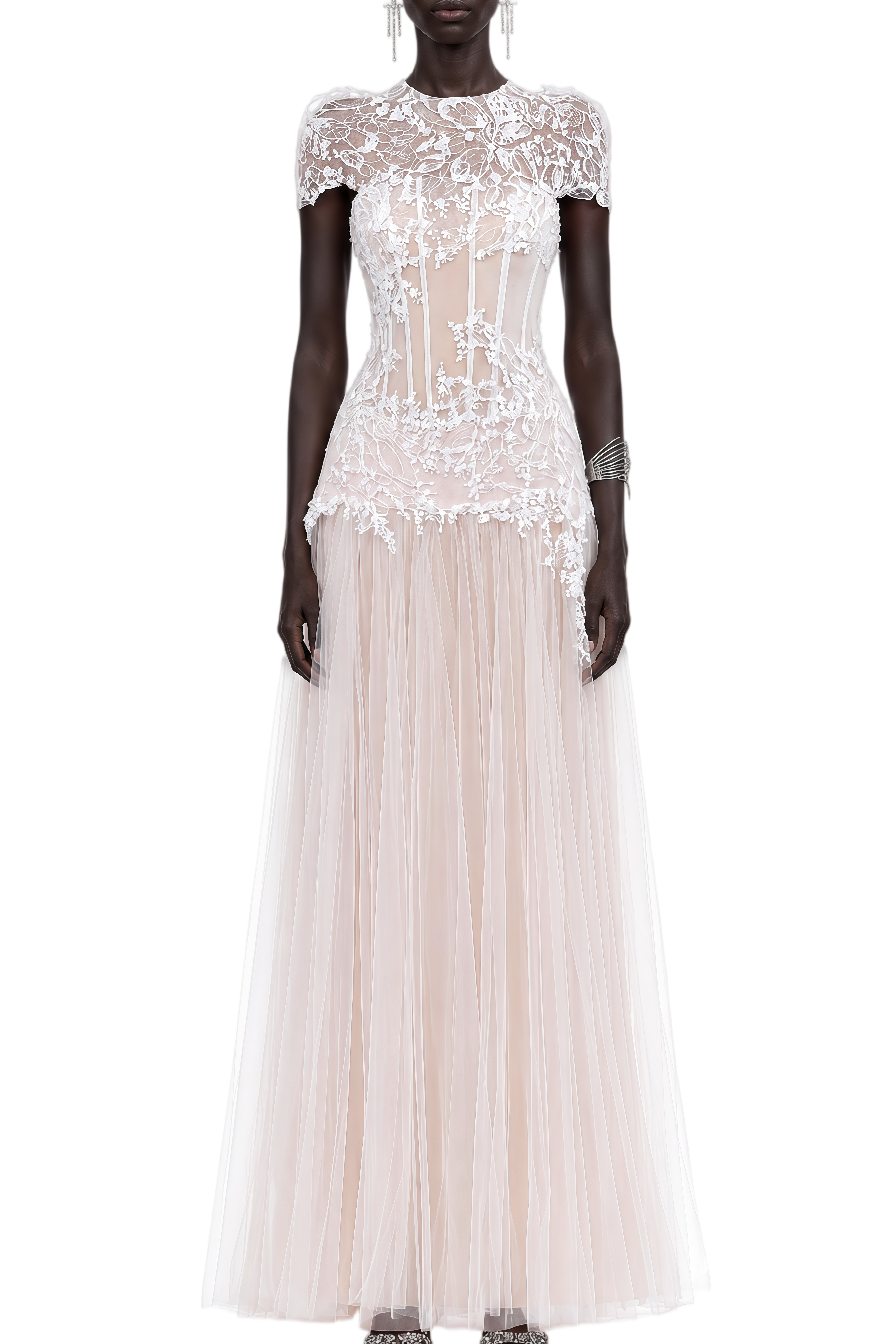 Willow White Round Neck Lace Maxi Dress