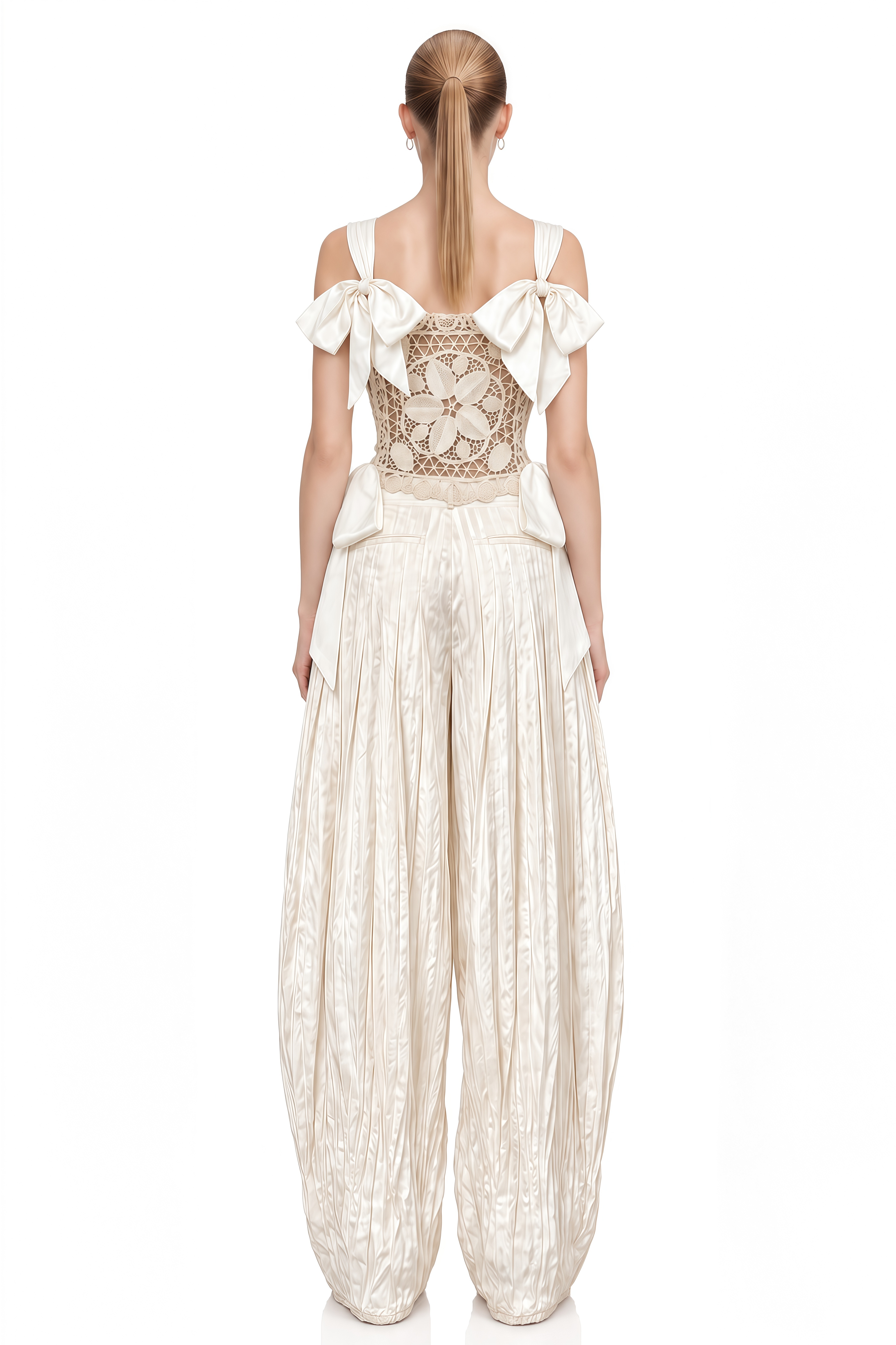 Fiadh Ivory Sleeveless Cut-Out Top & Trousers Set