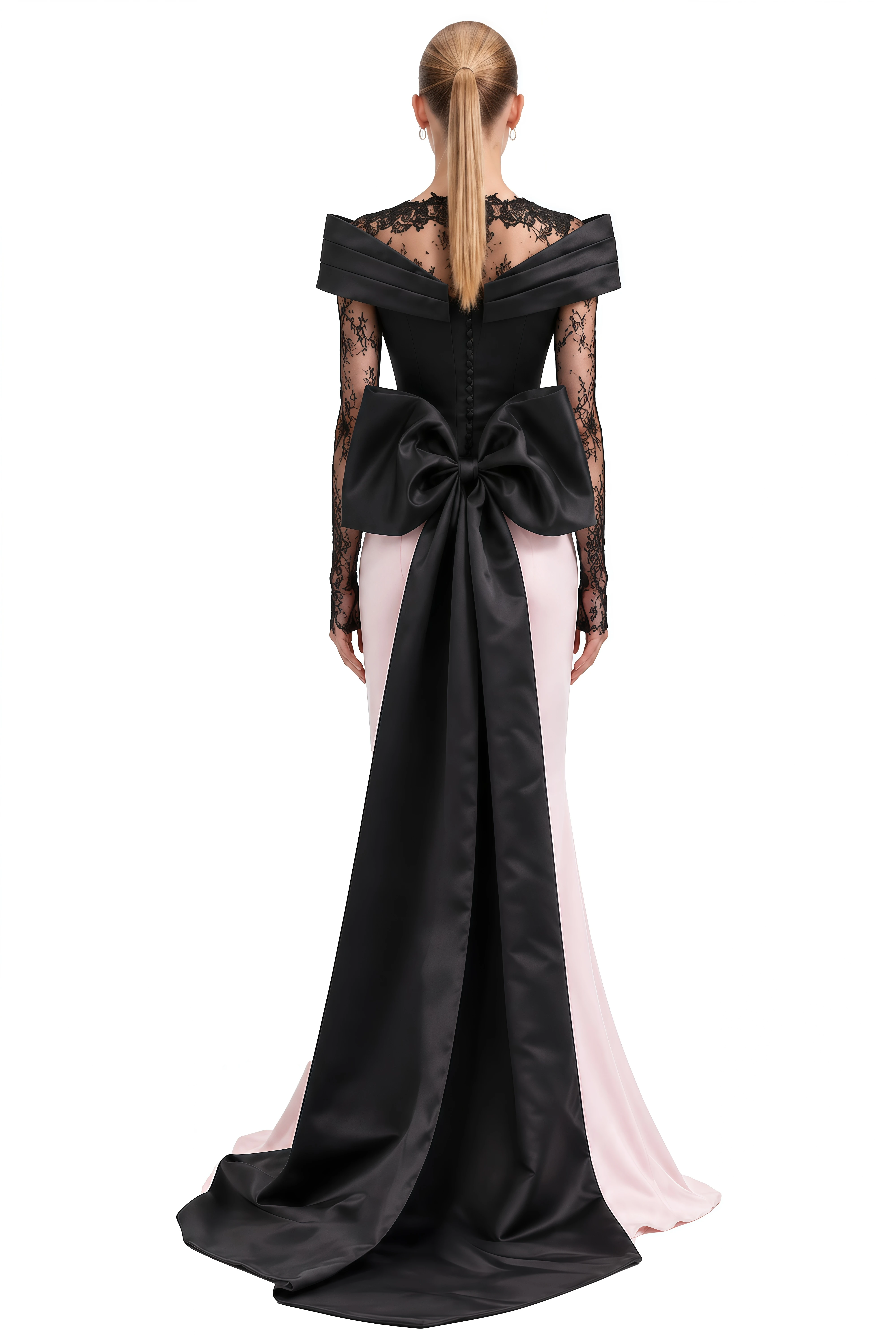 Eloise Color Block Lace Bow Maxi Dress