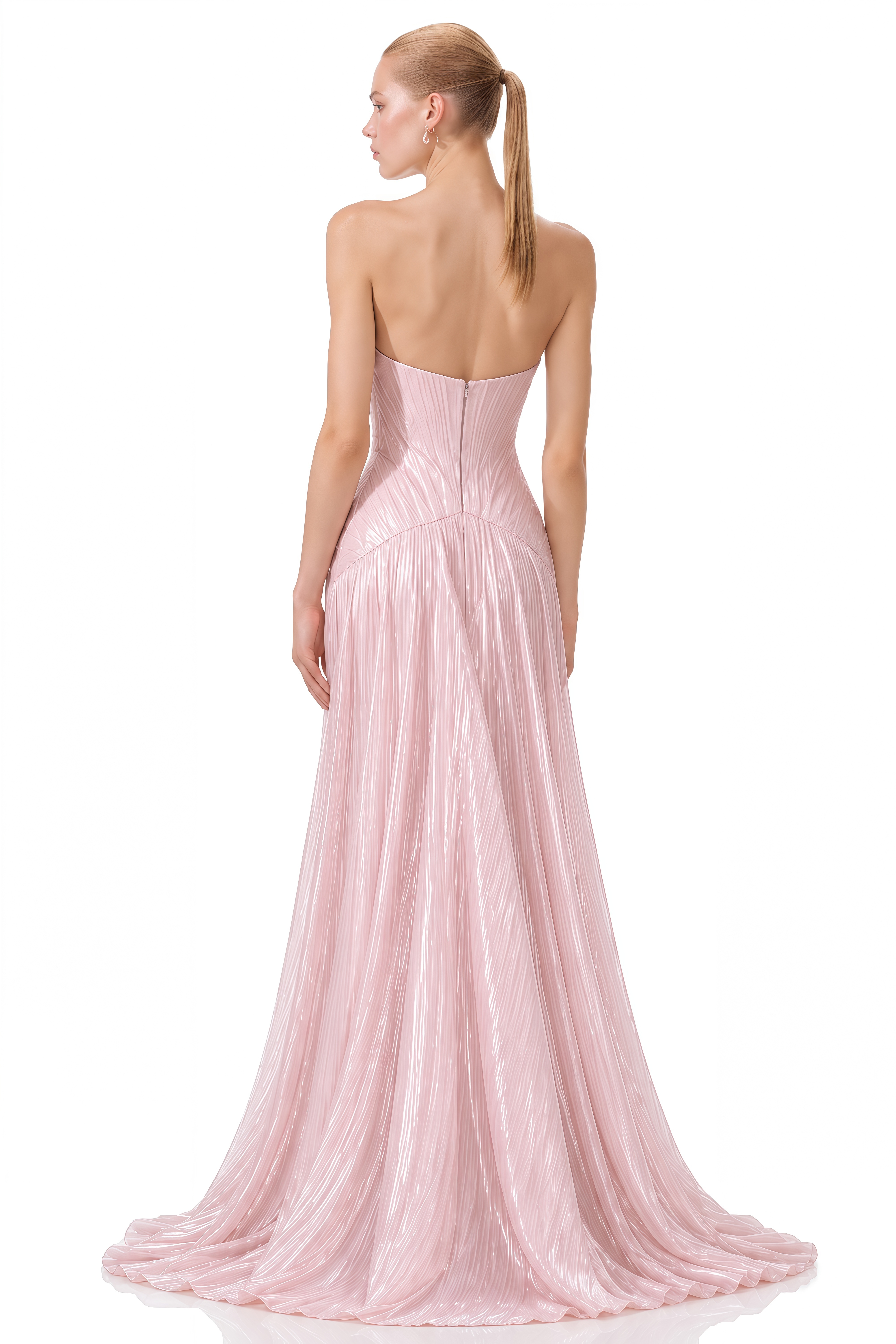 Aurora Pink Off-Shoulder Pleated Maxi Dress