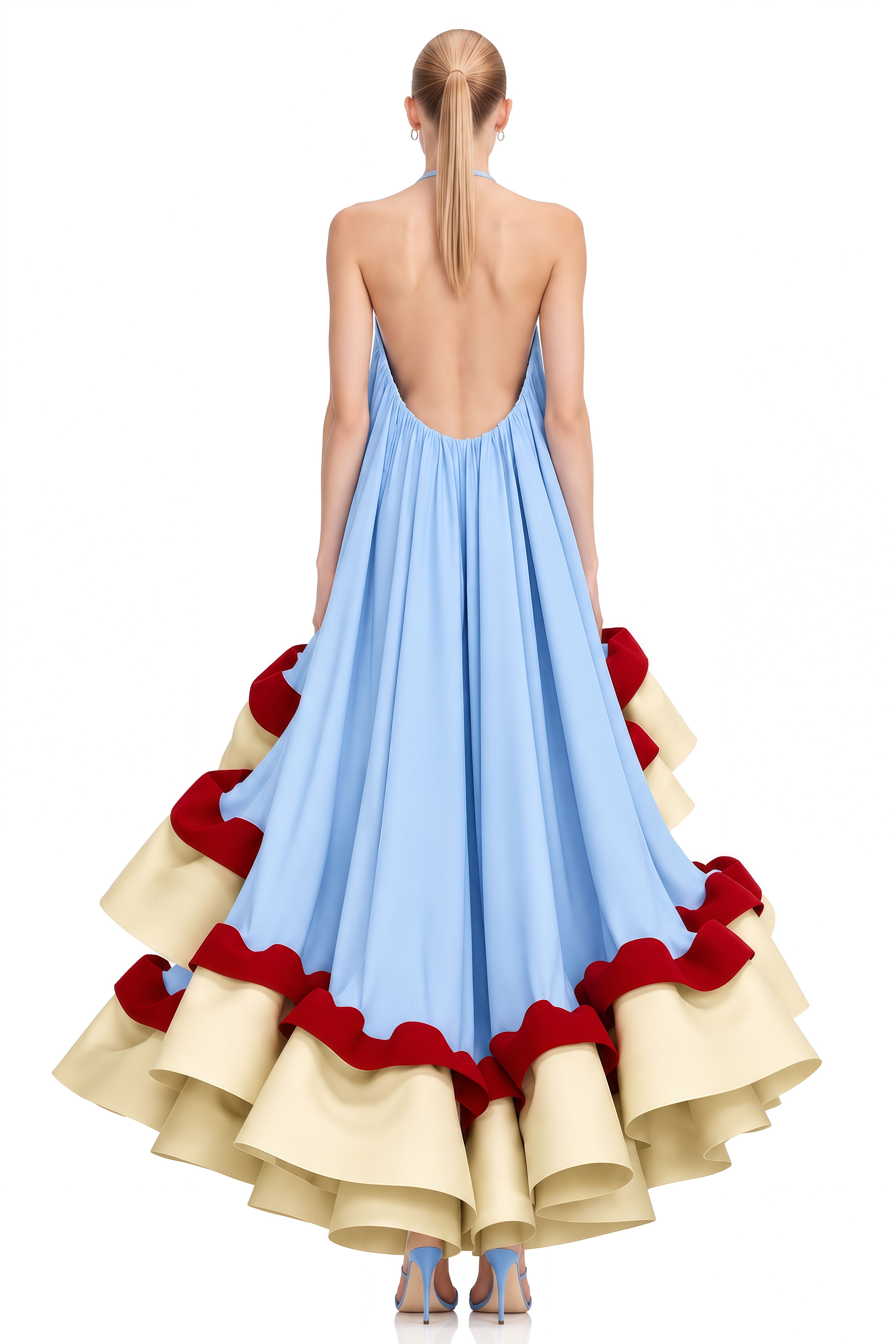 Selene Multicolor Sleeveless High-Low Hem Maxi Dress