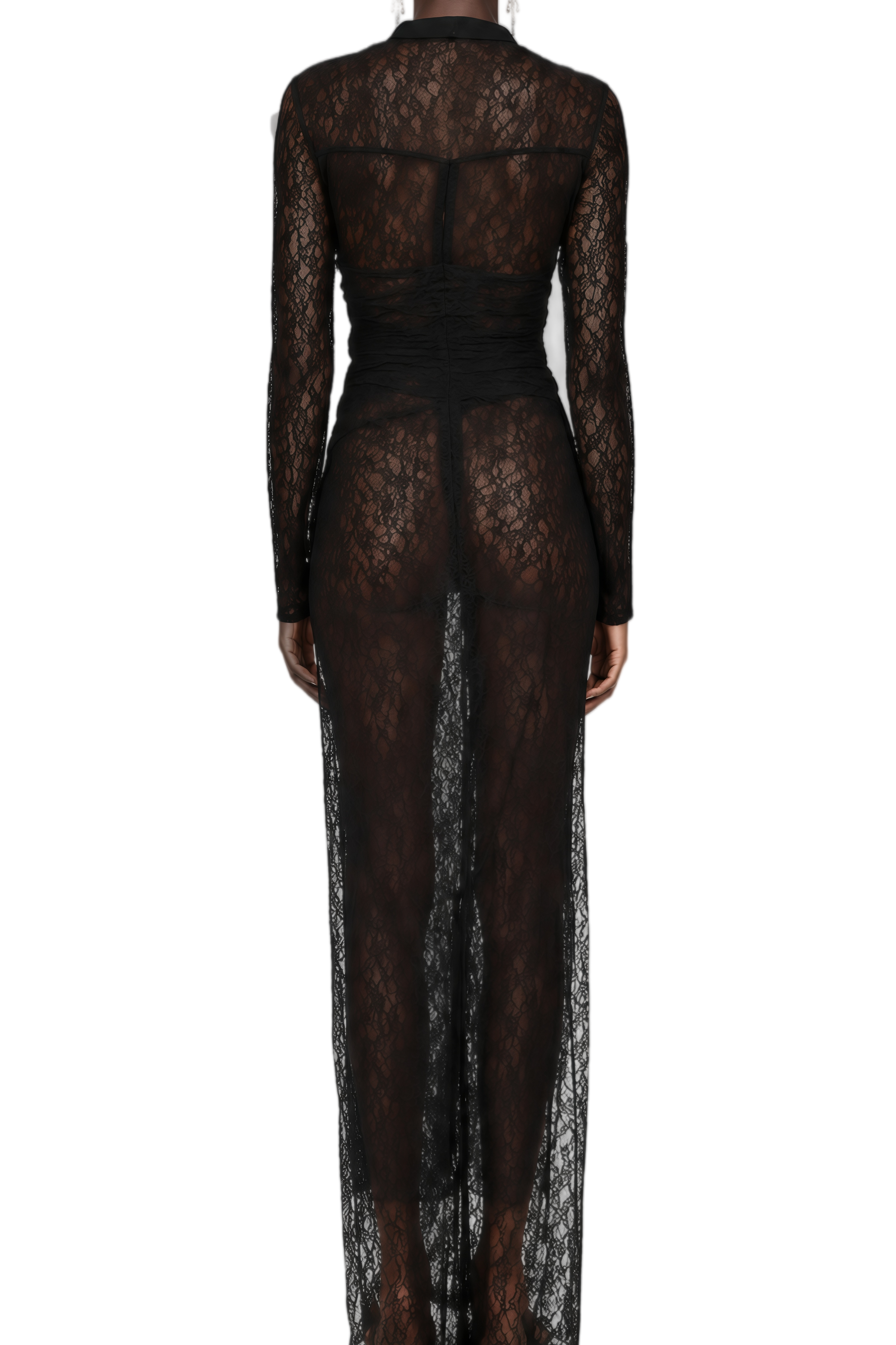 Portia Black Long Sleeves Lace Maxi Dress