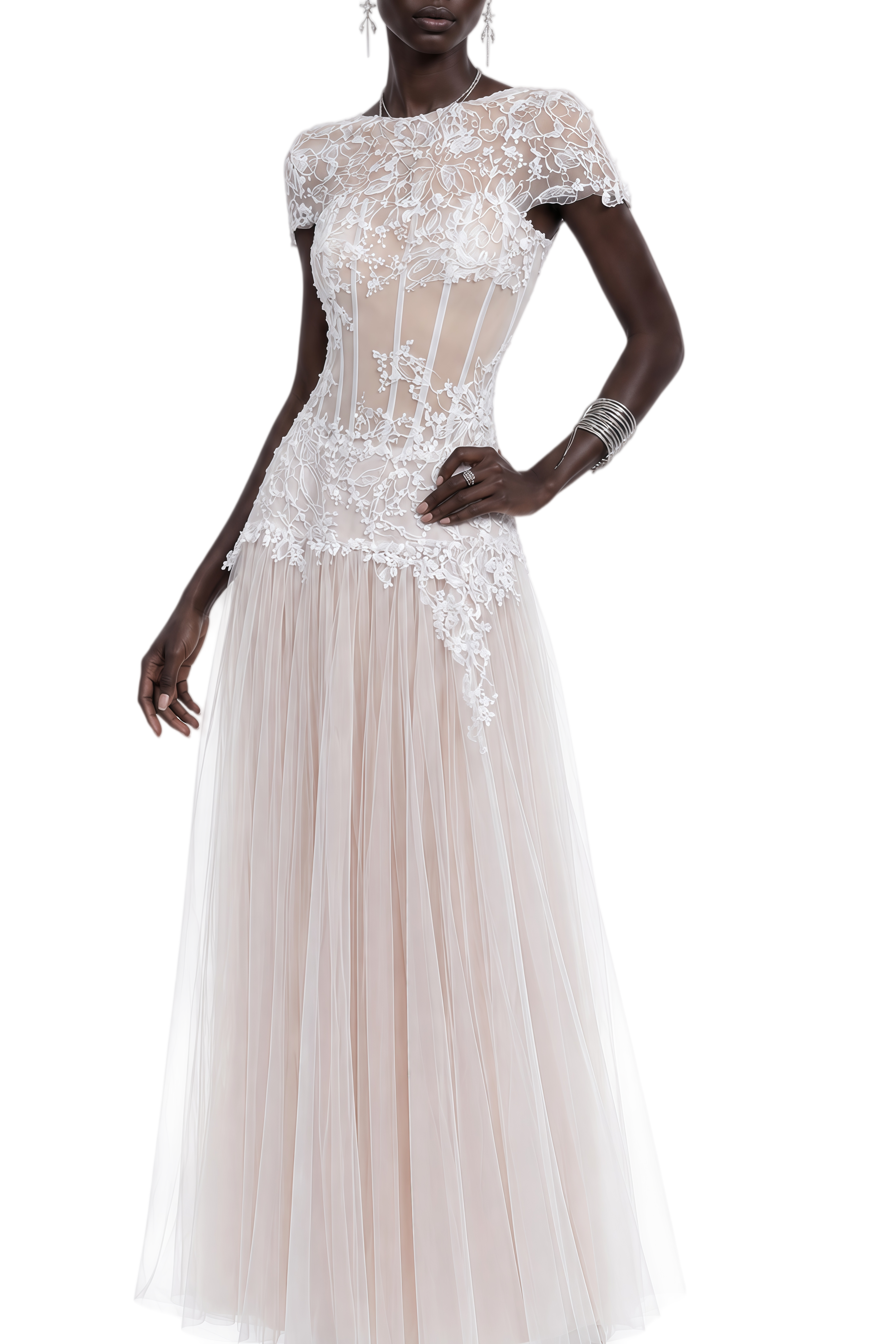 Willow White Round Neck Lace Maxi Dress