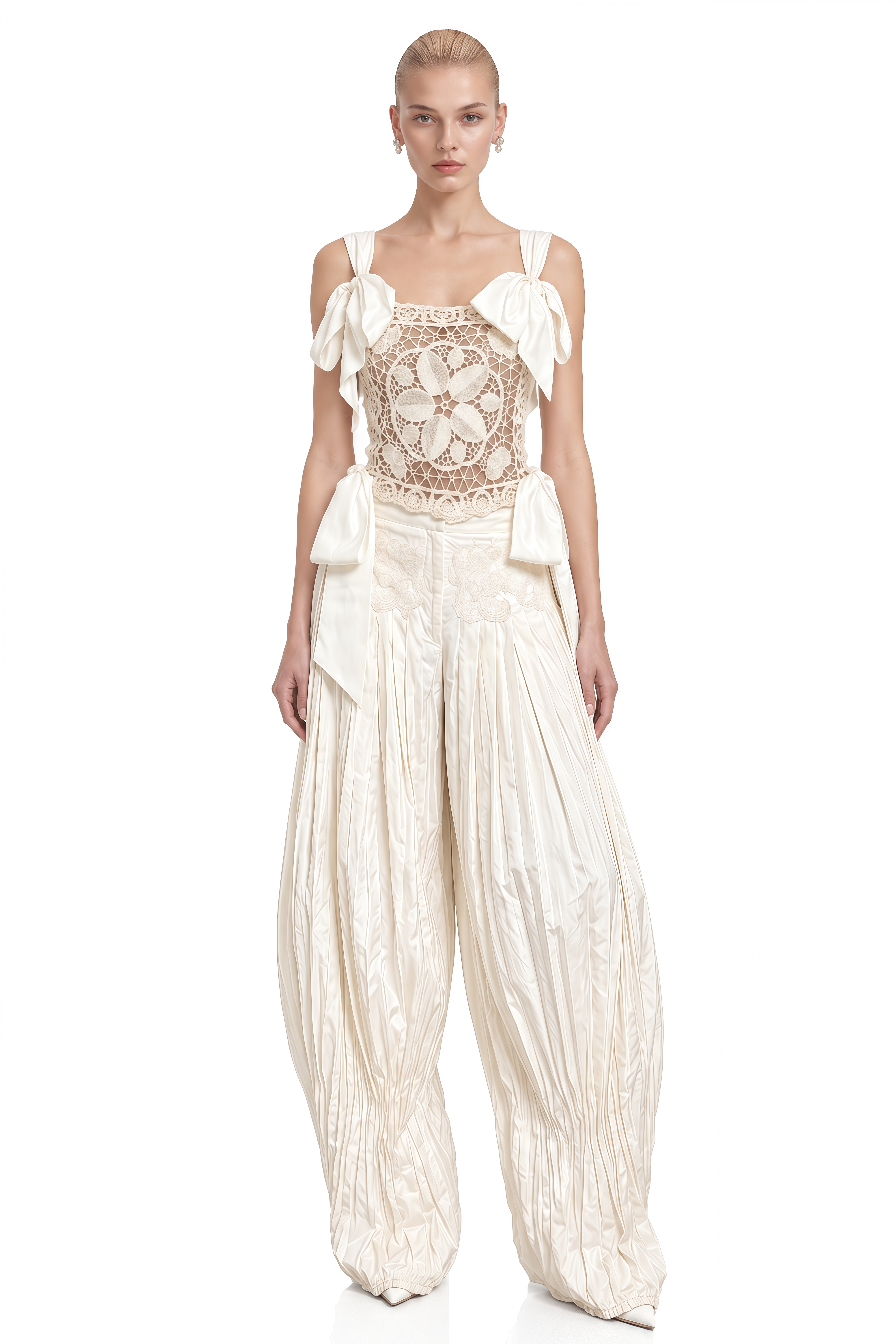 Fiadh Ivory Sleeveless Cut-Out Top & Trousers Set