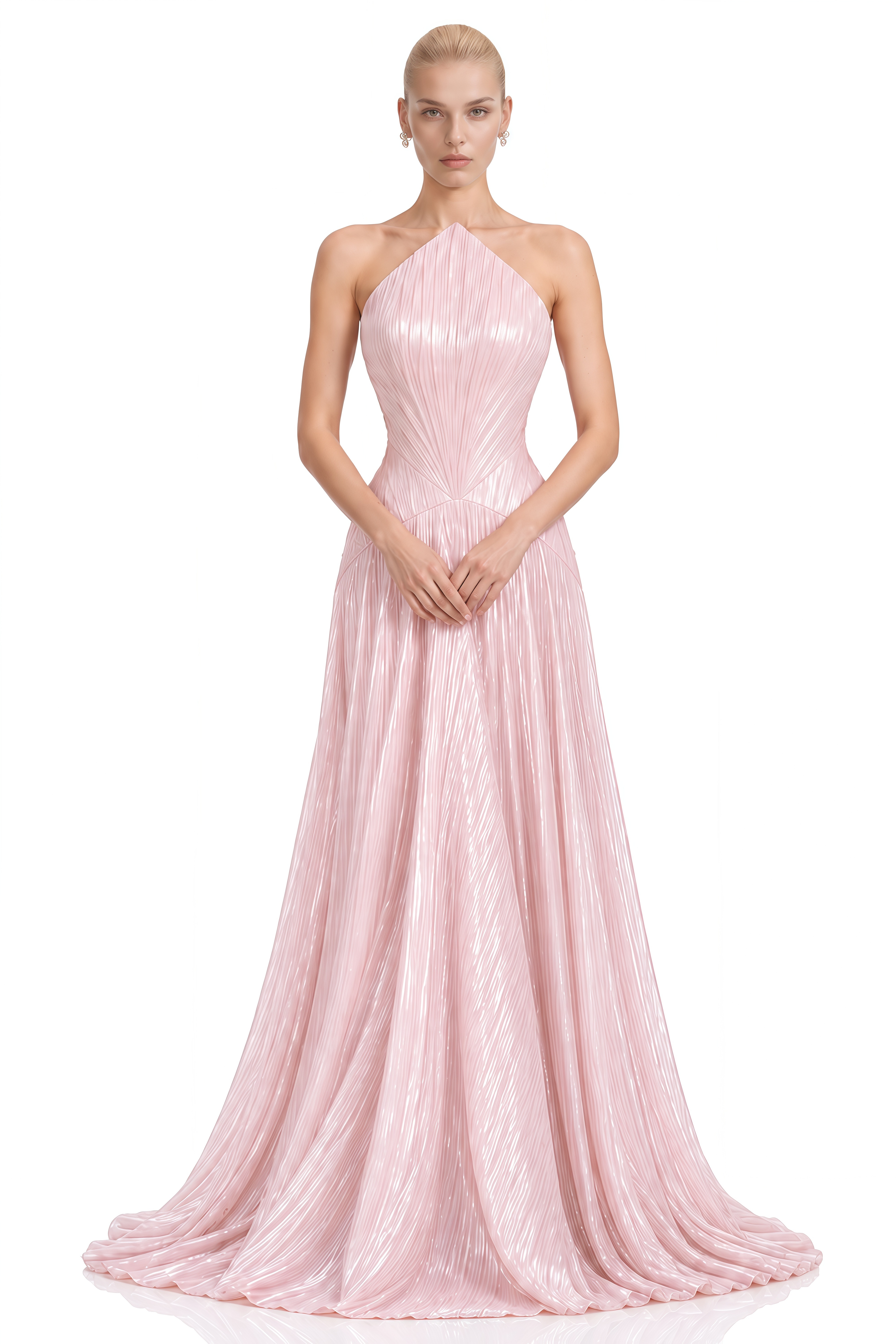 Aurora Pink Off-Shoulder Pleated Maxi Dress