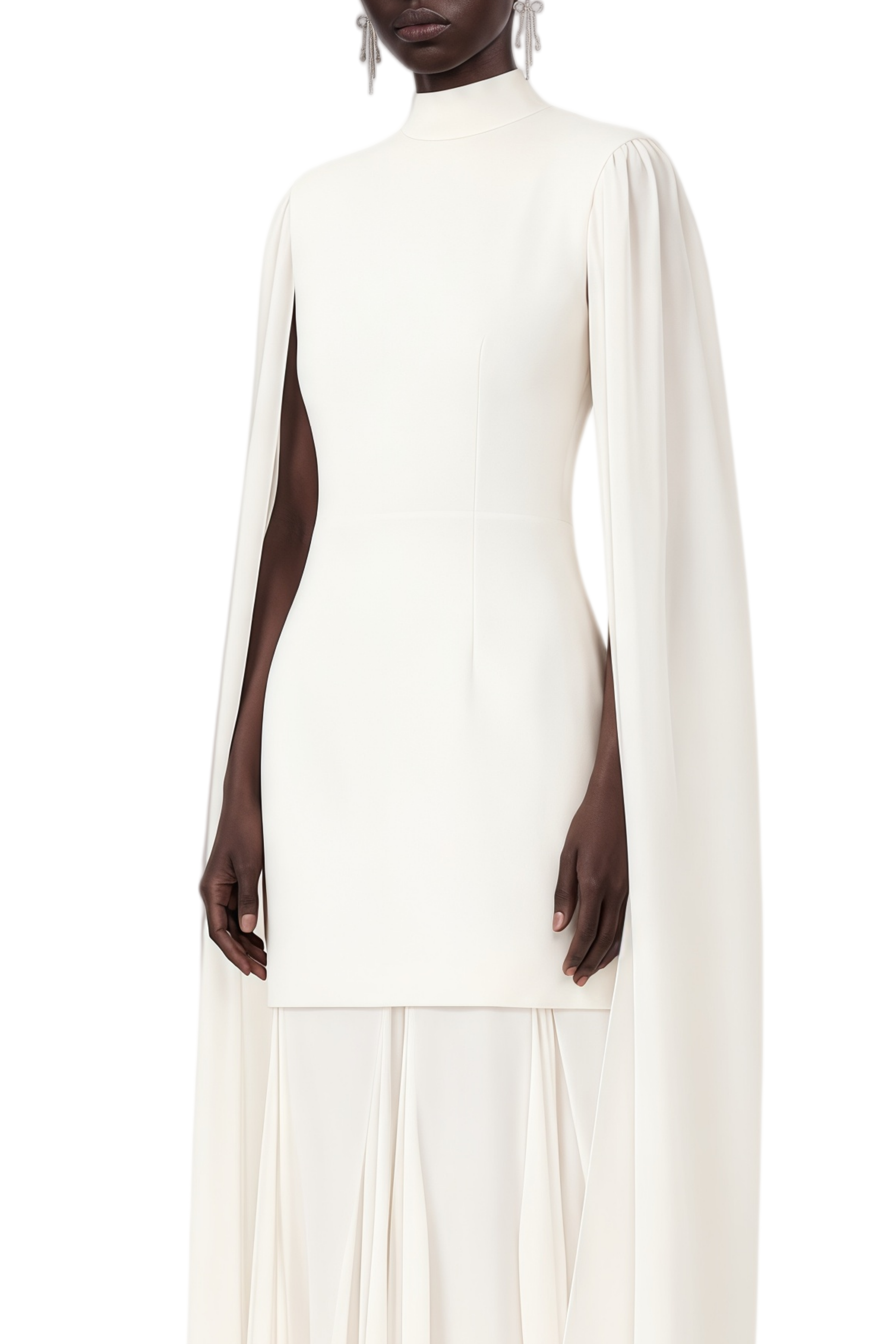 Elodie White Sleeveless Turtleneck Maxi Dress