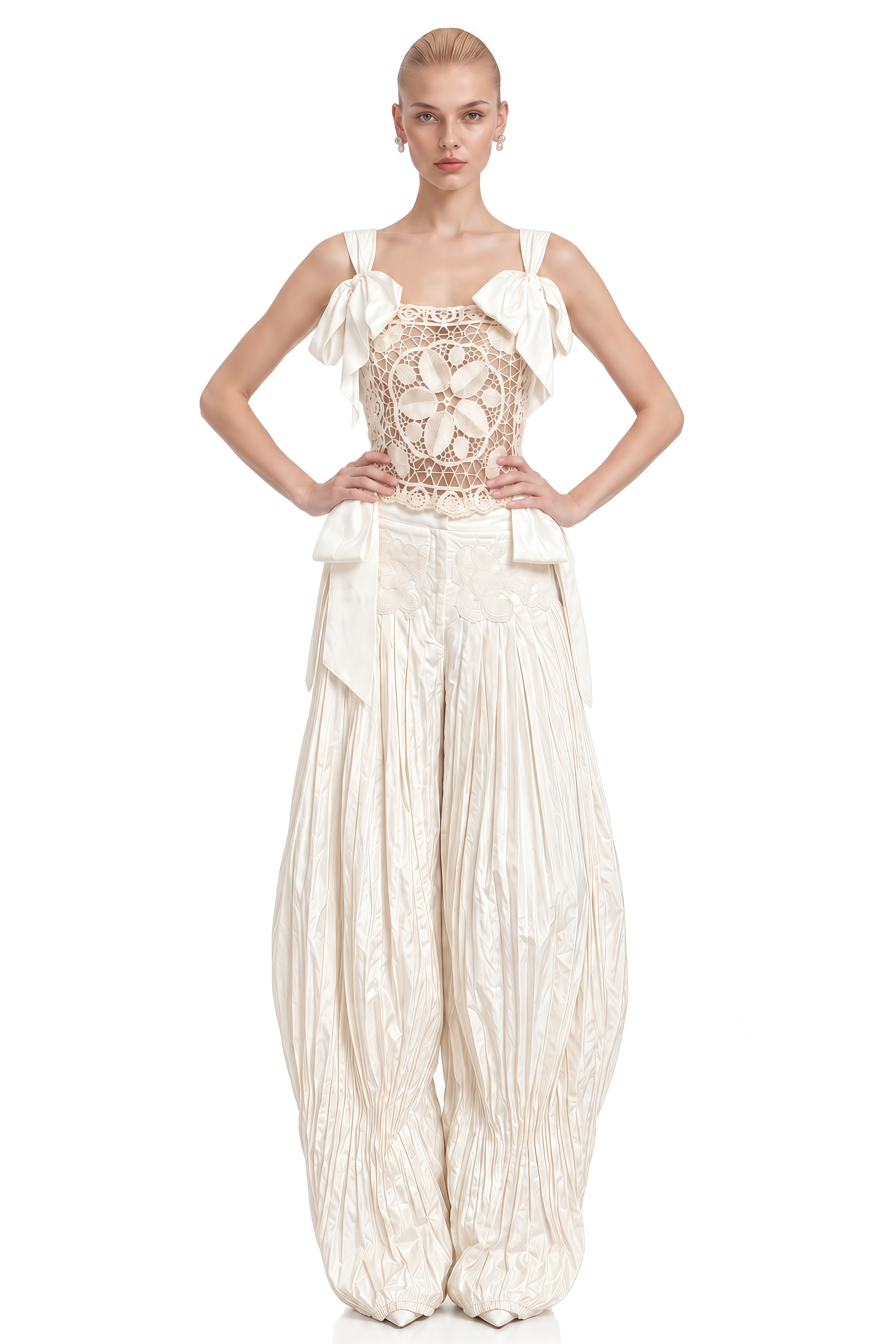 Fiadh Ivory Sleeveless Cut-Out Top & Trousers Set