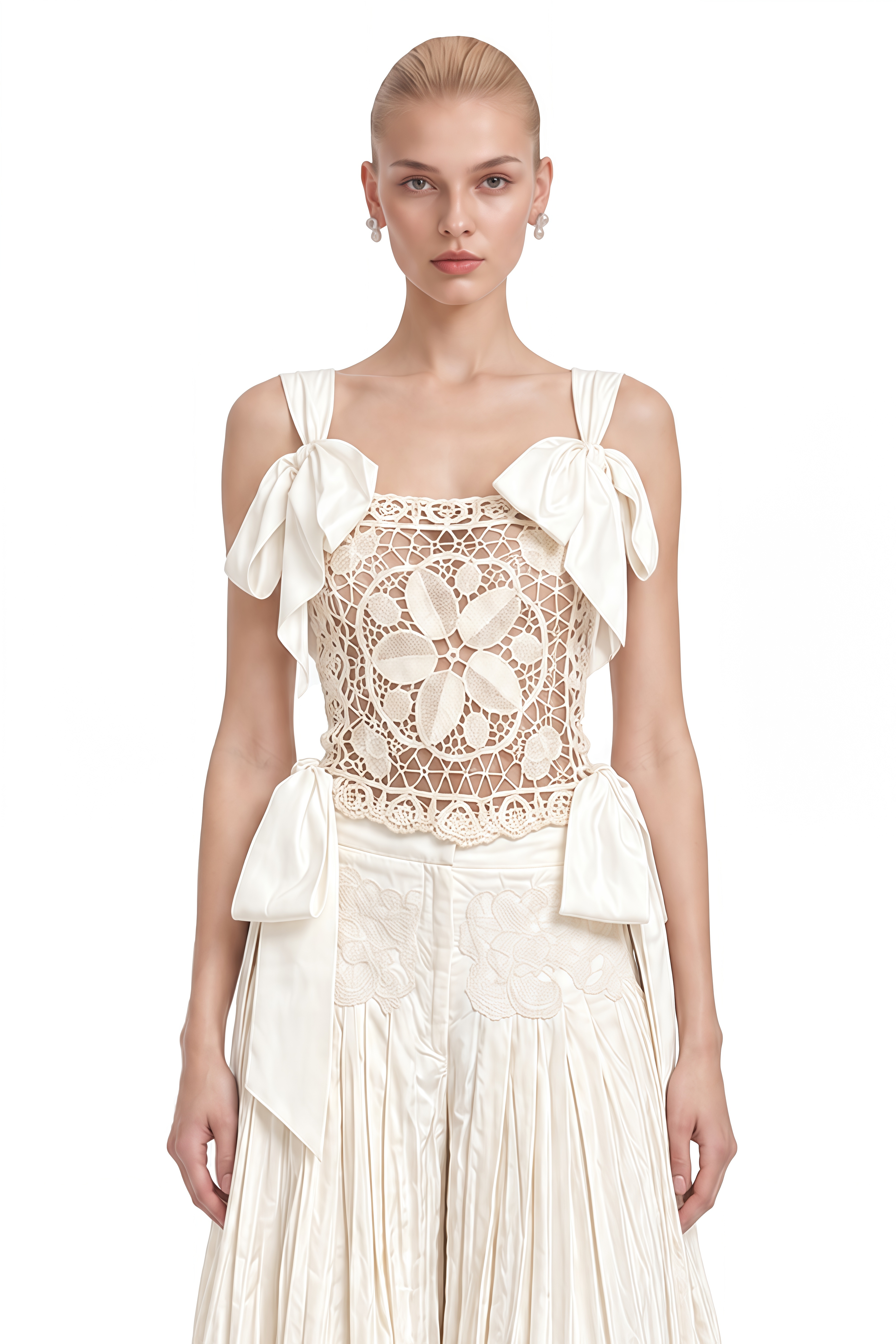 Fiadh Ivory Sleeveless Cut-Out Top & Trousers Set