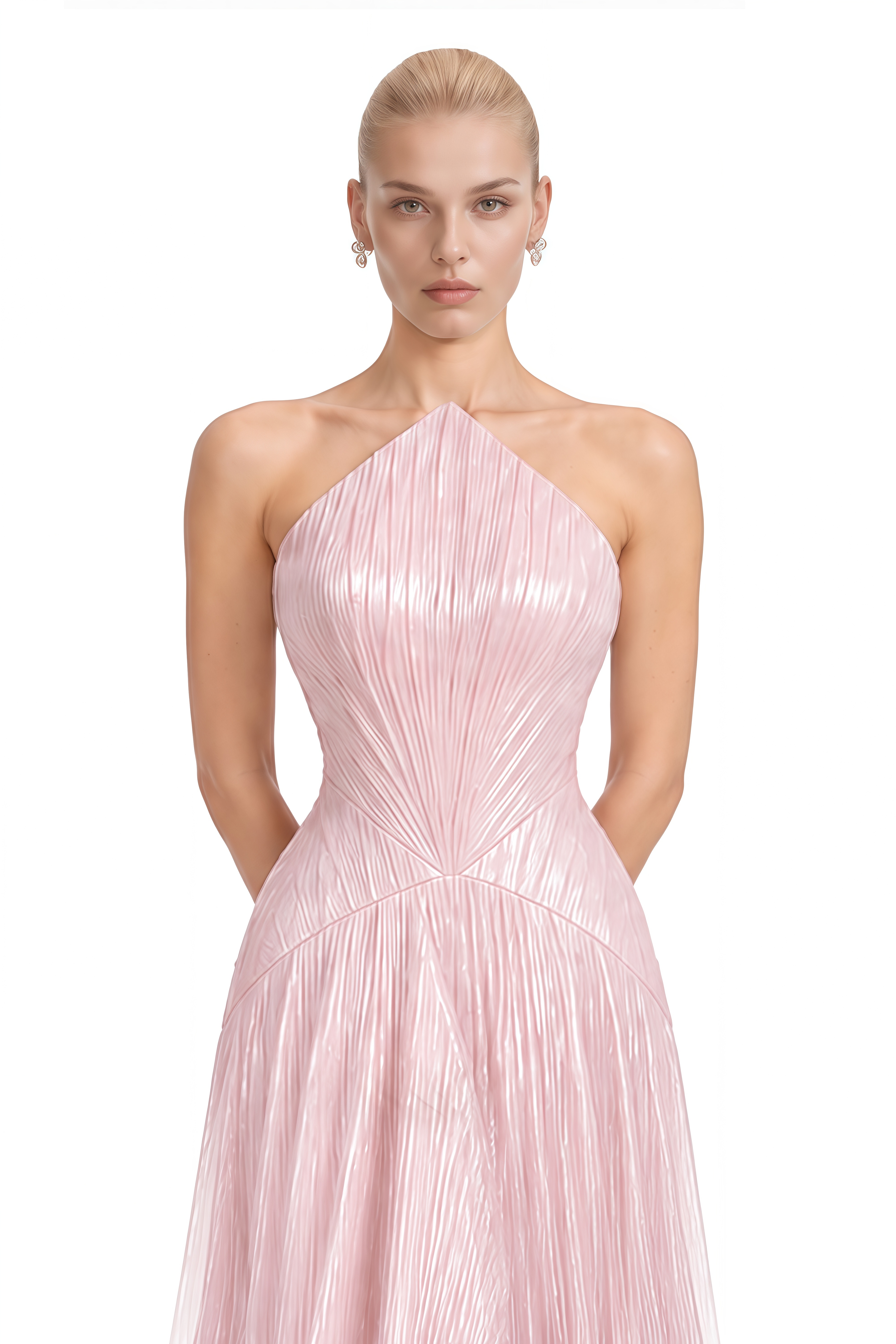 Aurora Pink Off-Shoulder Pleated Maxi Dress