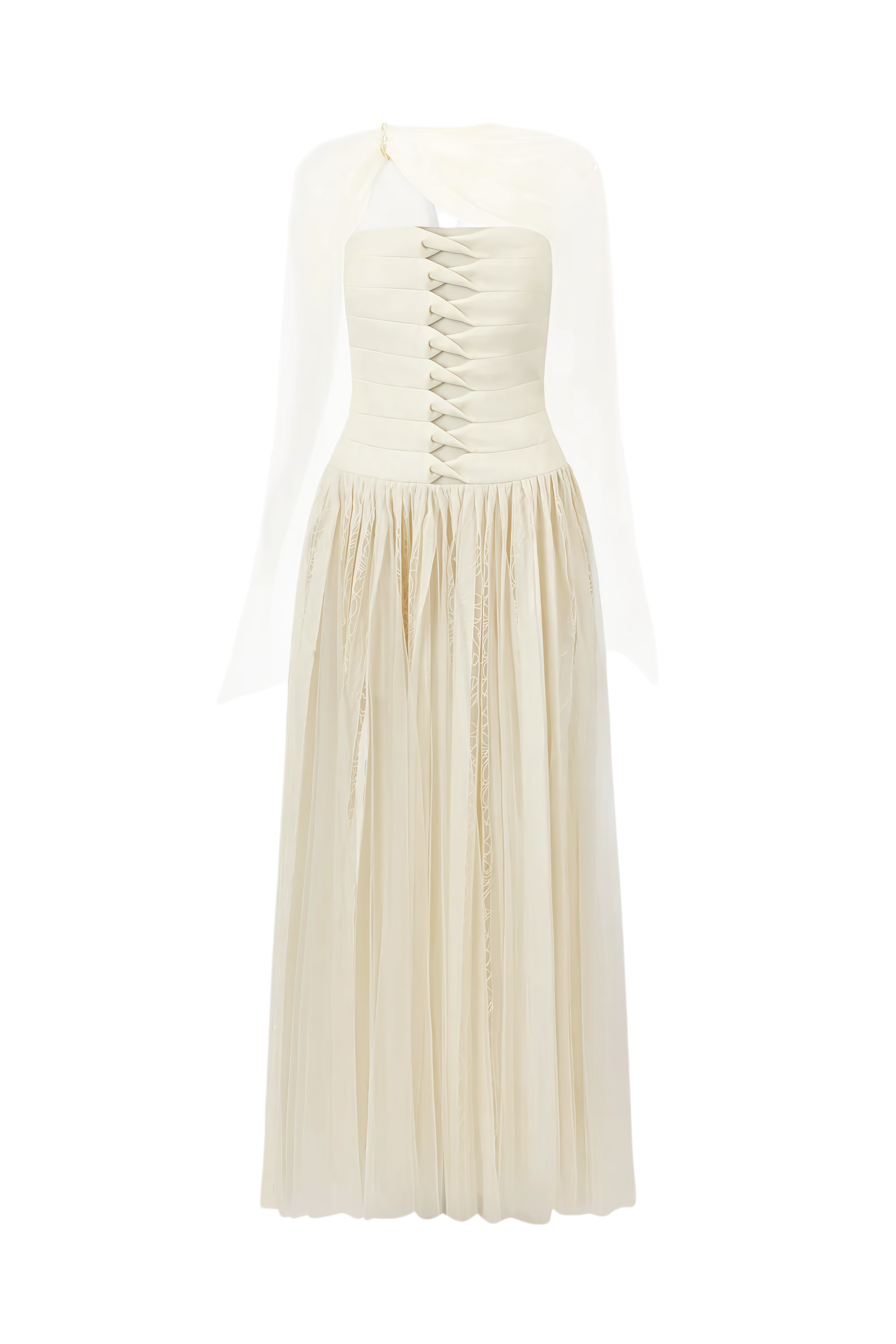 Isolde Ivory Sleeveless Ruched Maxi Dress