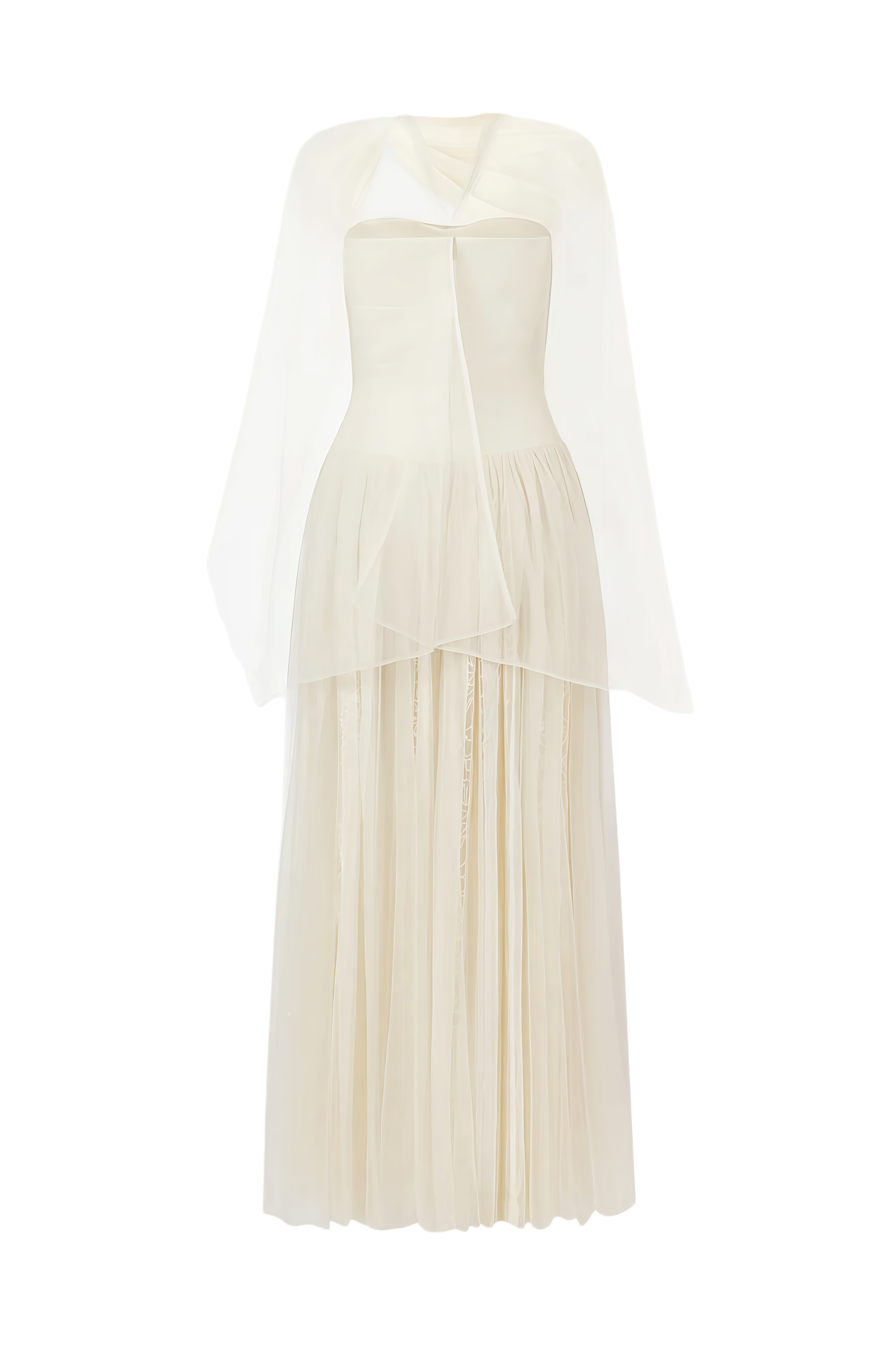 Isolde Ivory Sleeveless Ruched Maxi Dress