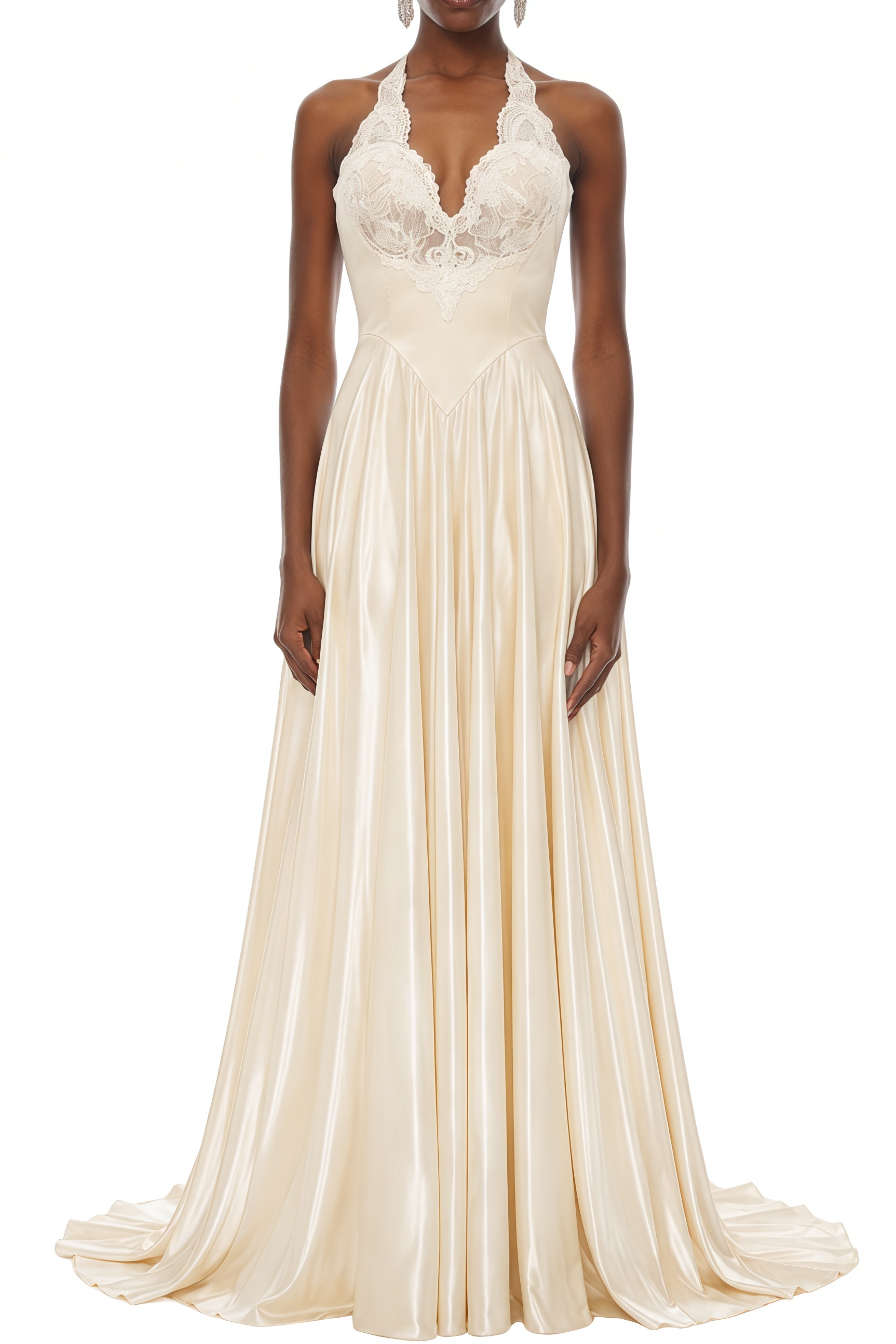 Rosalind White Deep V-neck Pleated Maxi Dress