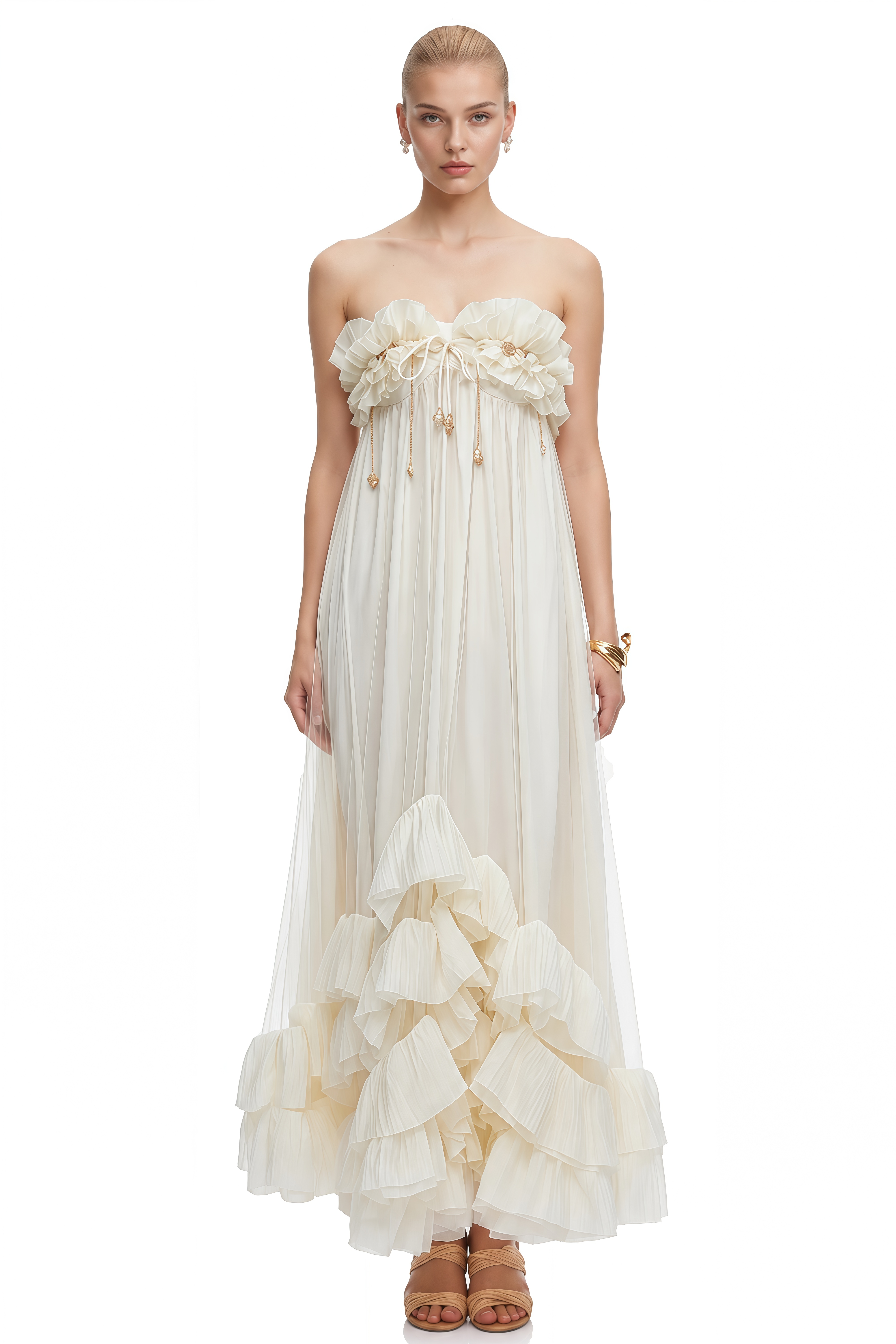 Ivy White Off Shoulder Embellished Maxi Dress