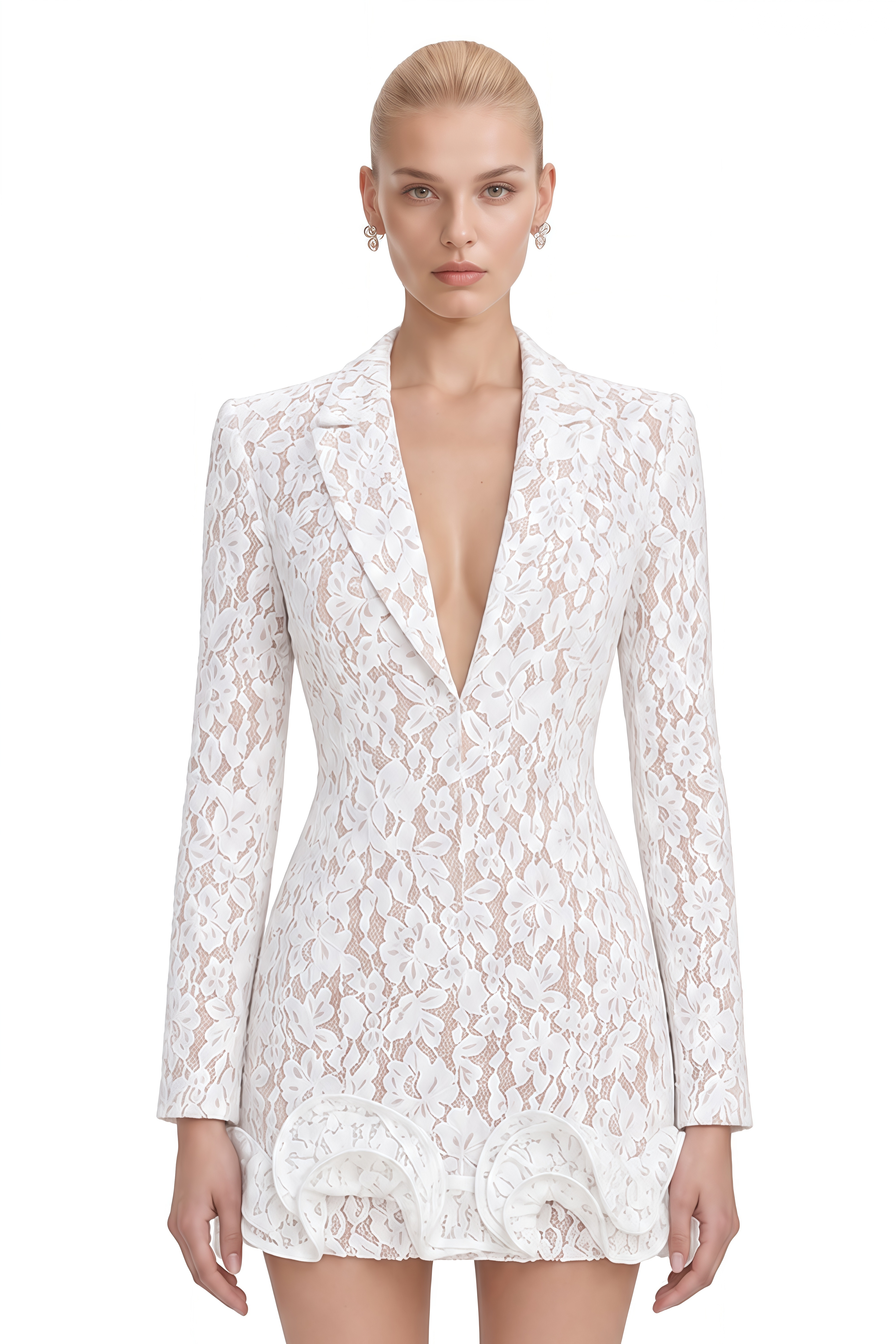 Zara White V-Neck Blazer Mini Dress