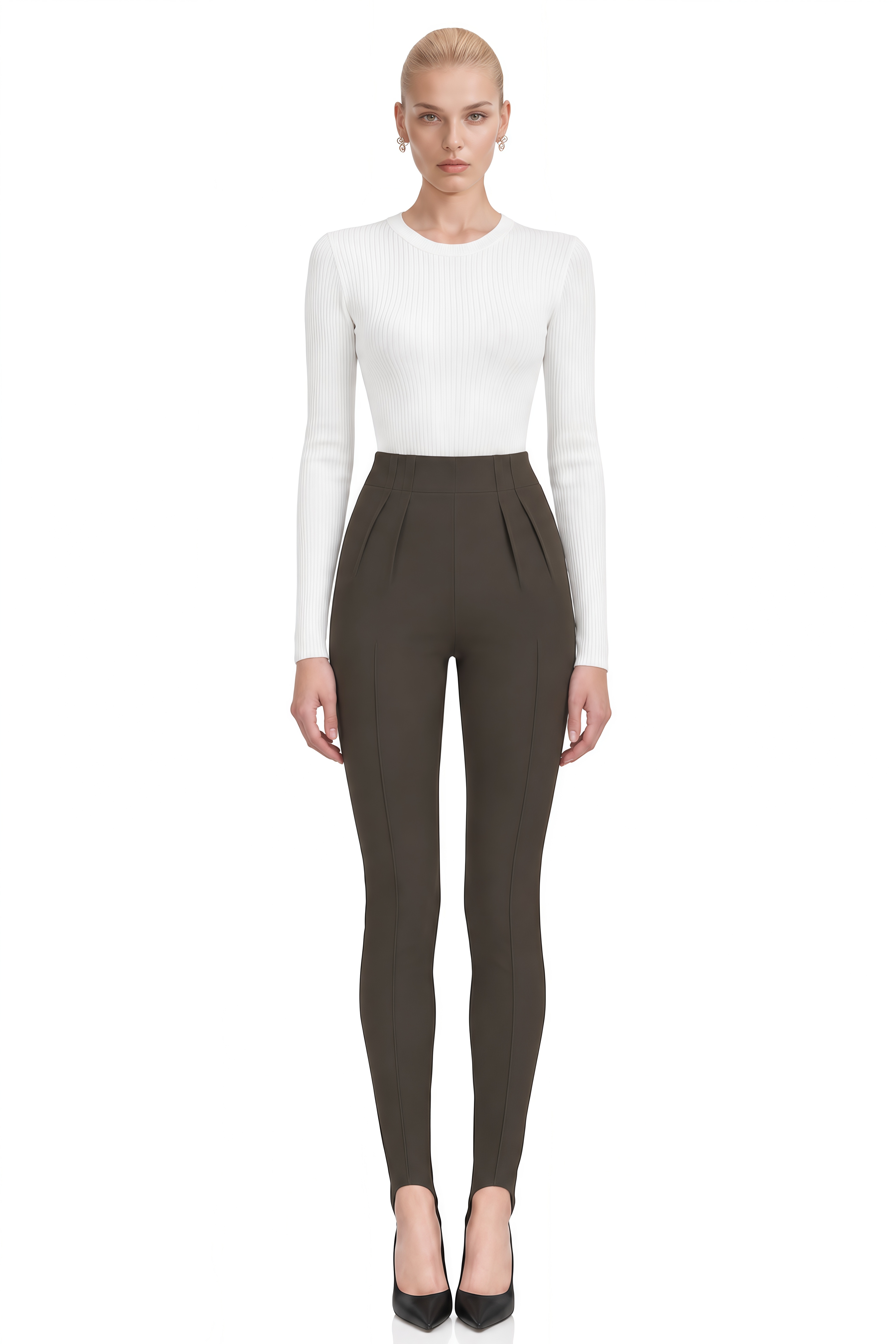 Linnea Dark Grey High-Waisted Pleated Trousers