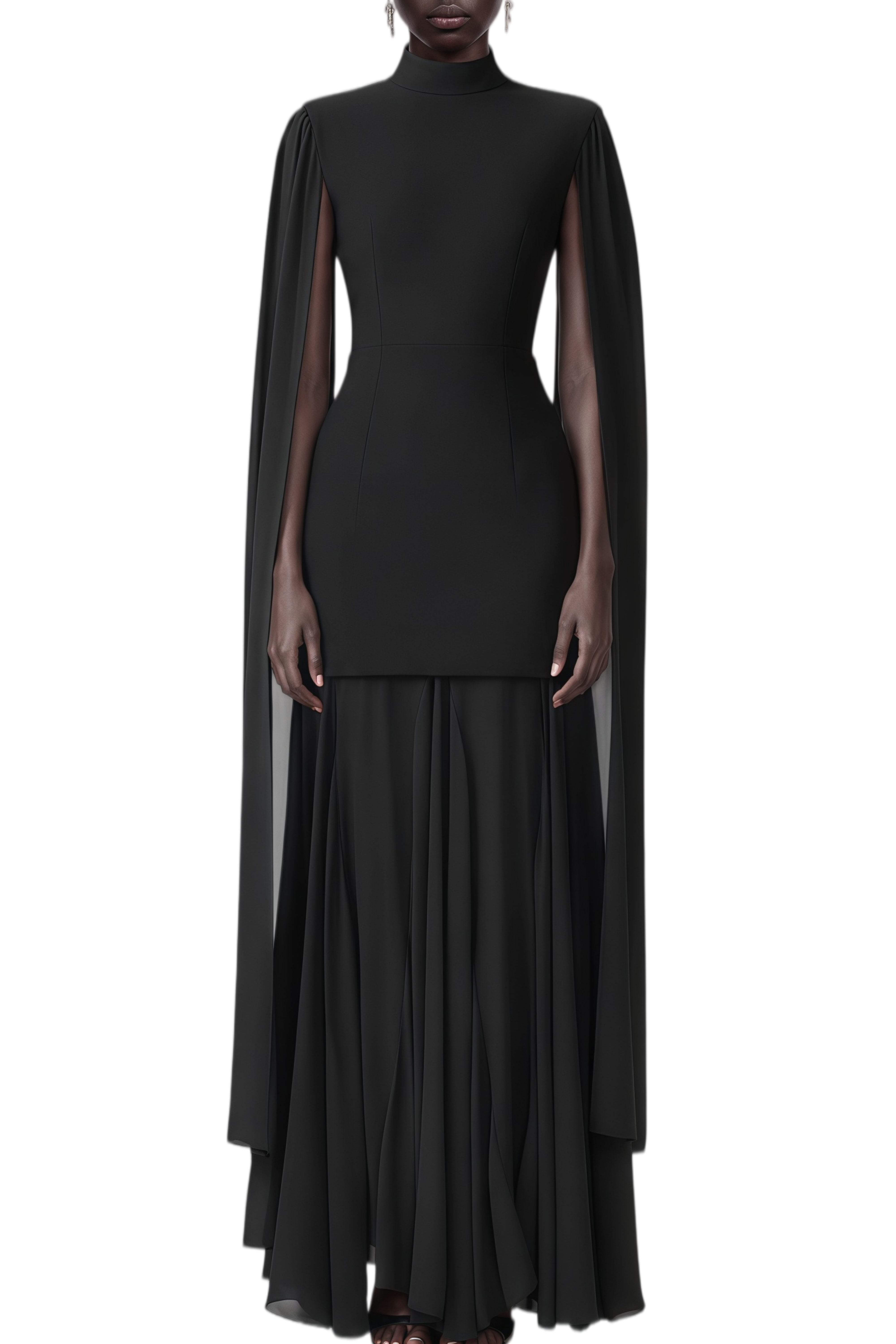 Elodie Black Sleeveless Turtleneck Maxi Dress