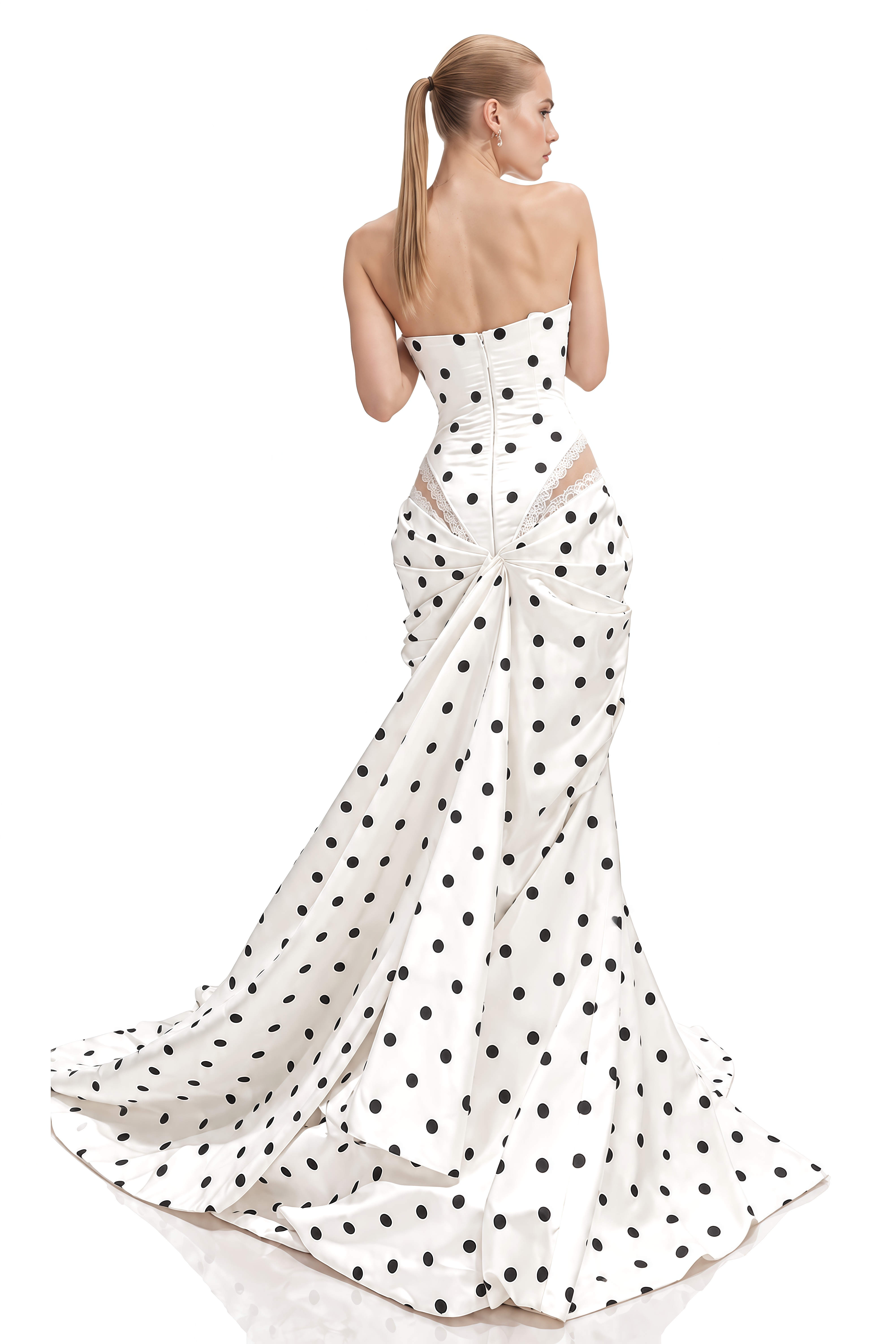 Seraphina White Strapless Polka Dots Maxi Dress
