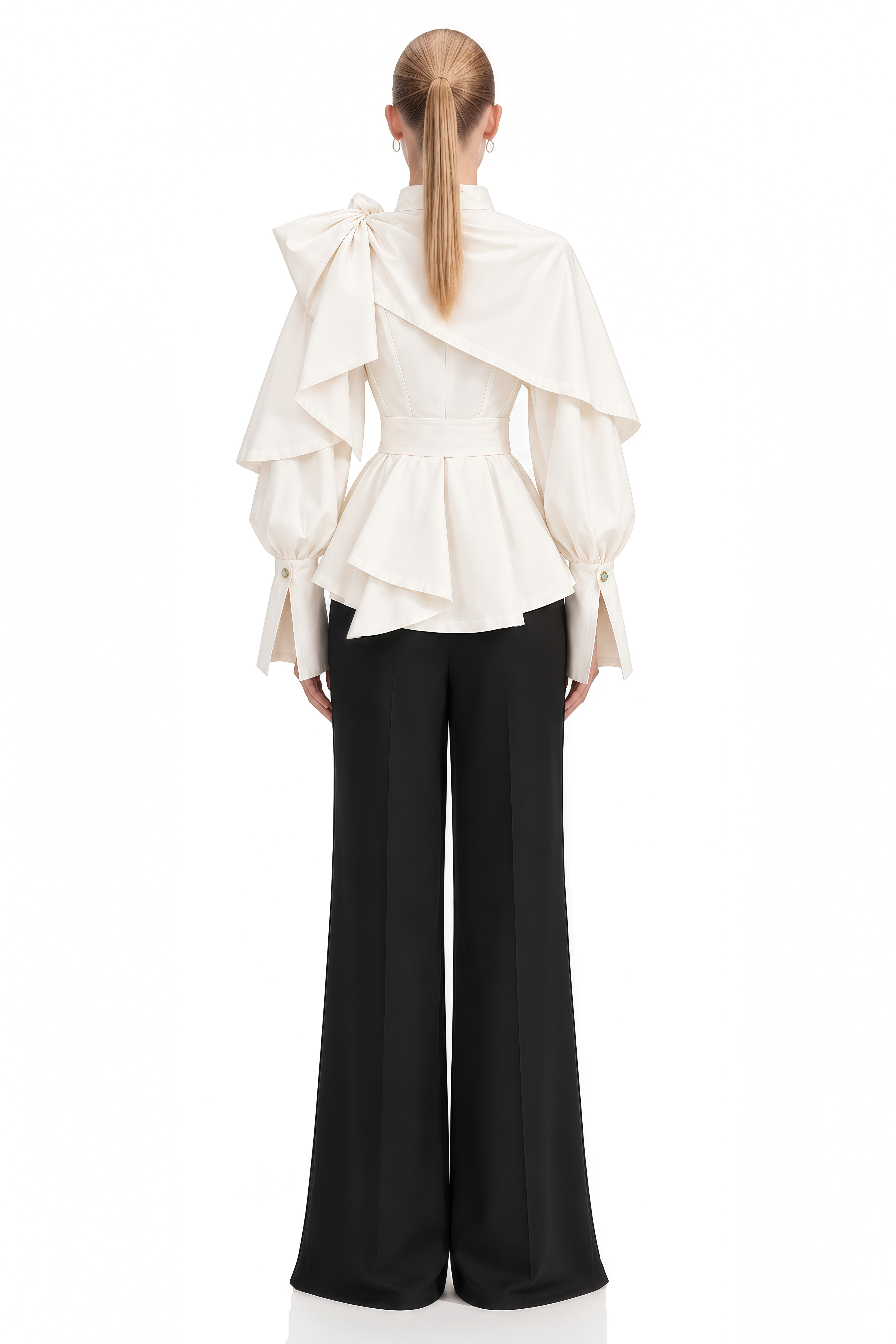 Lorelei Ivory Asymmetrical Bow Blouse