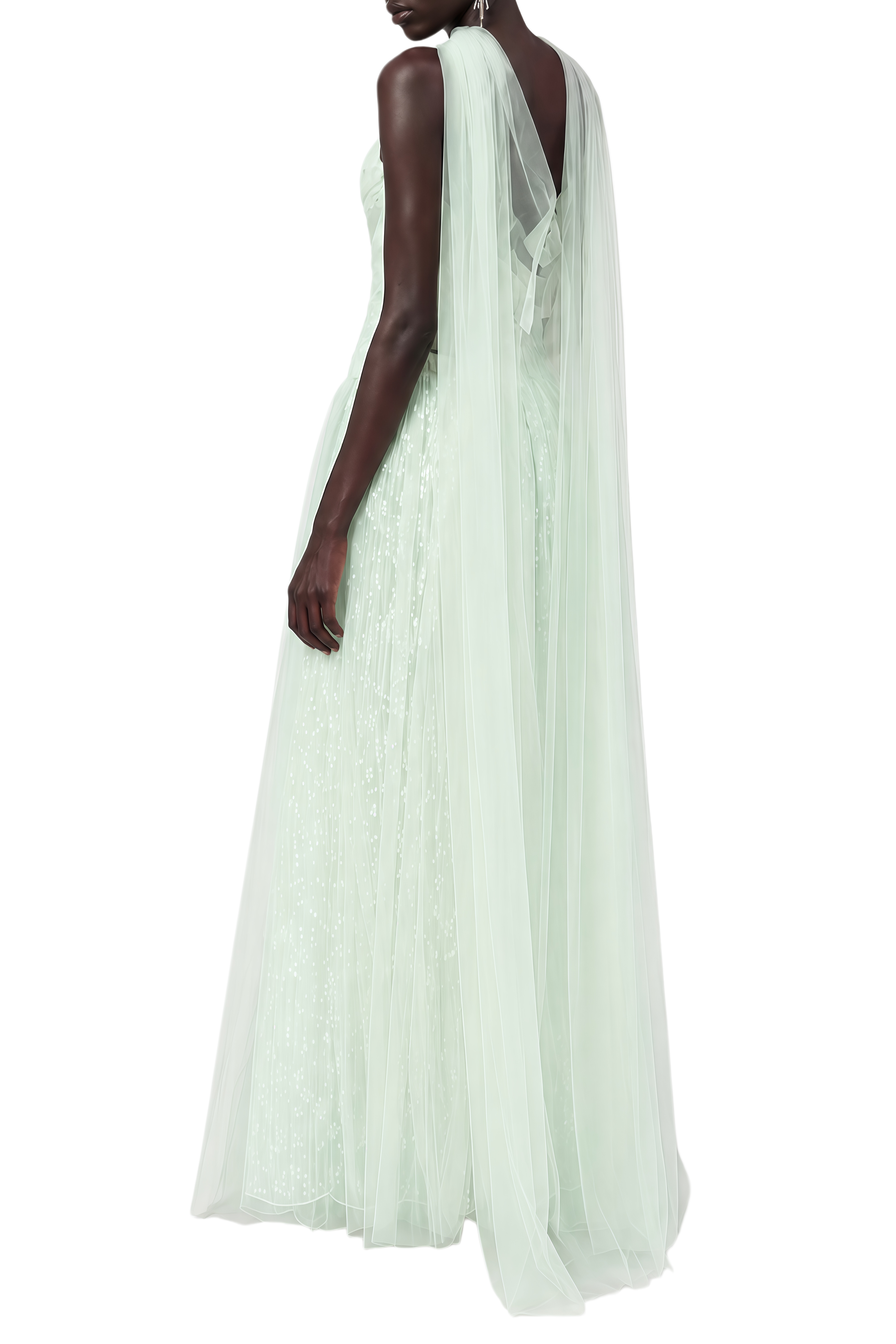 Thalia Green Sleeveless Ruched Maxi Dress