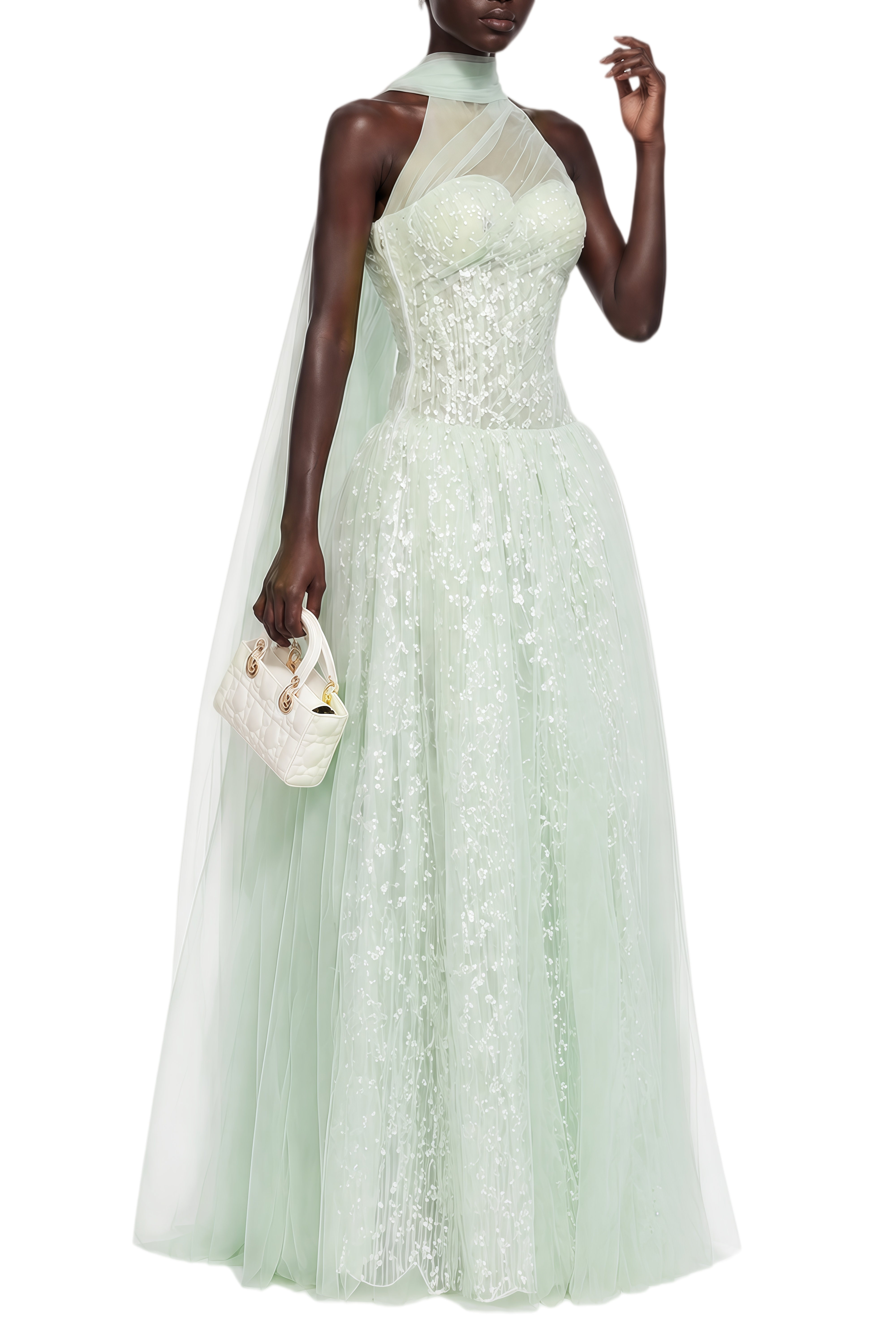 Thalia Green Sleeveless Ruched Maxi Dress