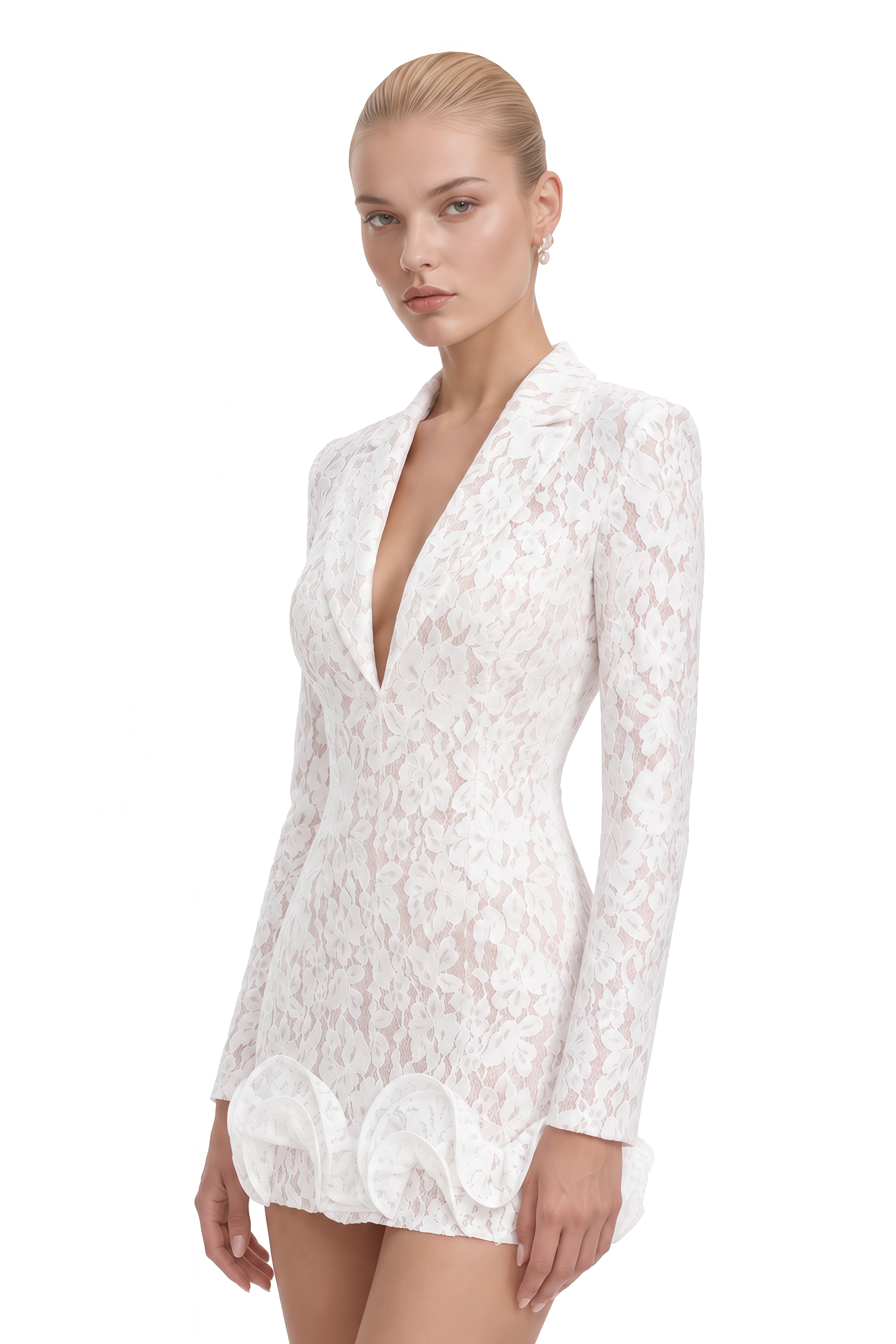 Zara White V-Neck Blazer Mini Dress