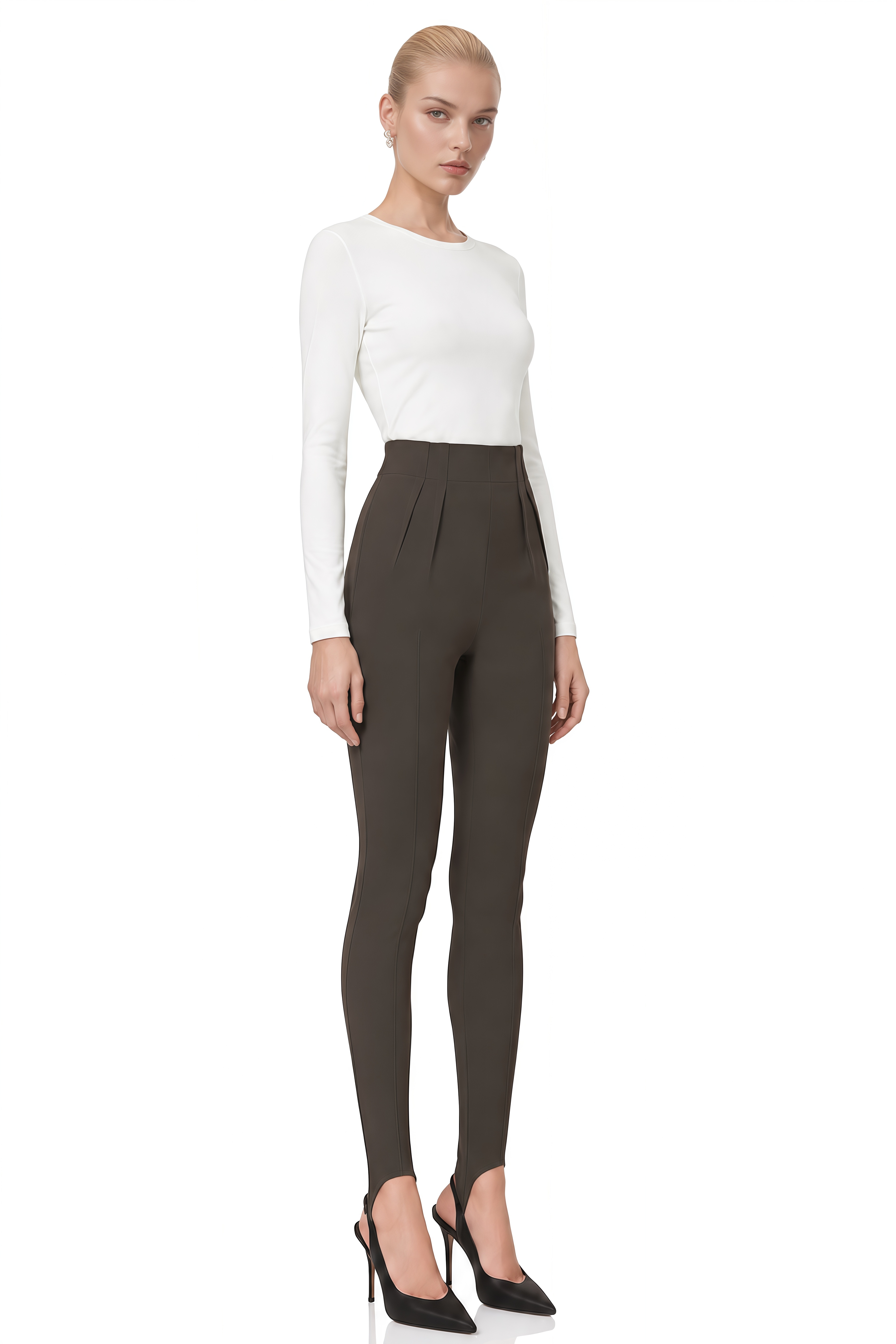 Linnea Dark Grey High-Waisted Pleated Trousers