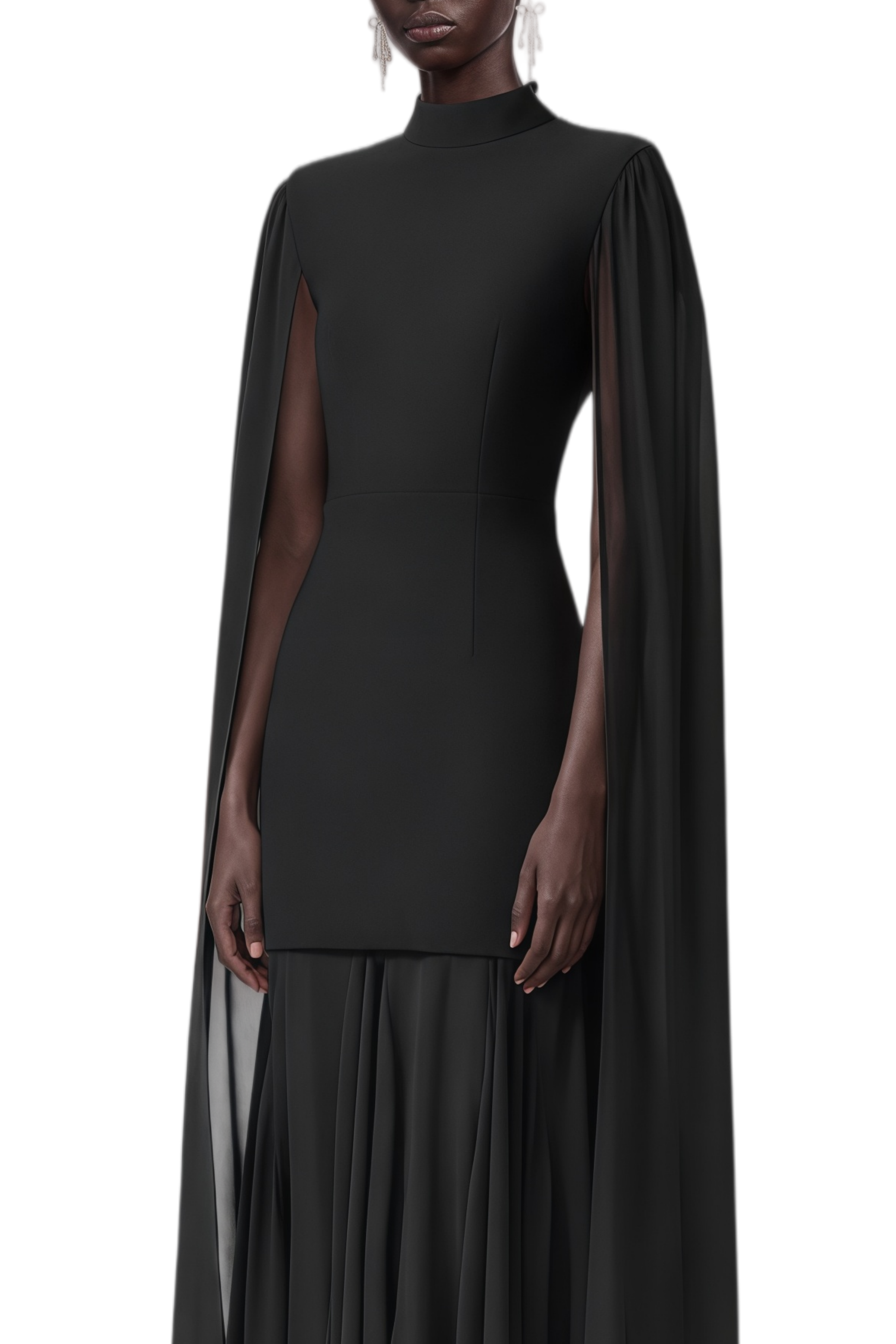Elodie Black Sleeveless Turtleneck Maxi Dress