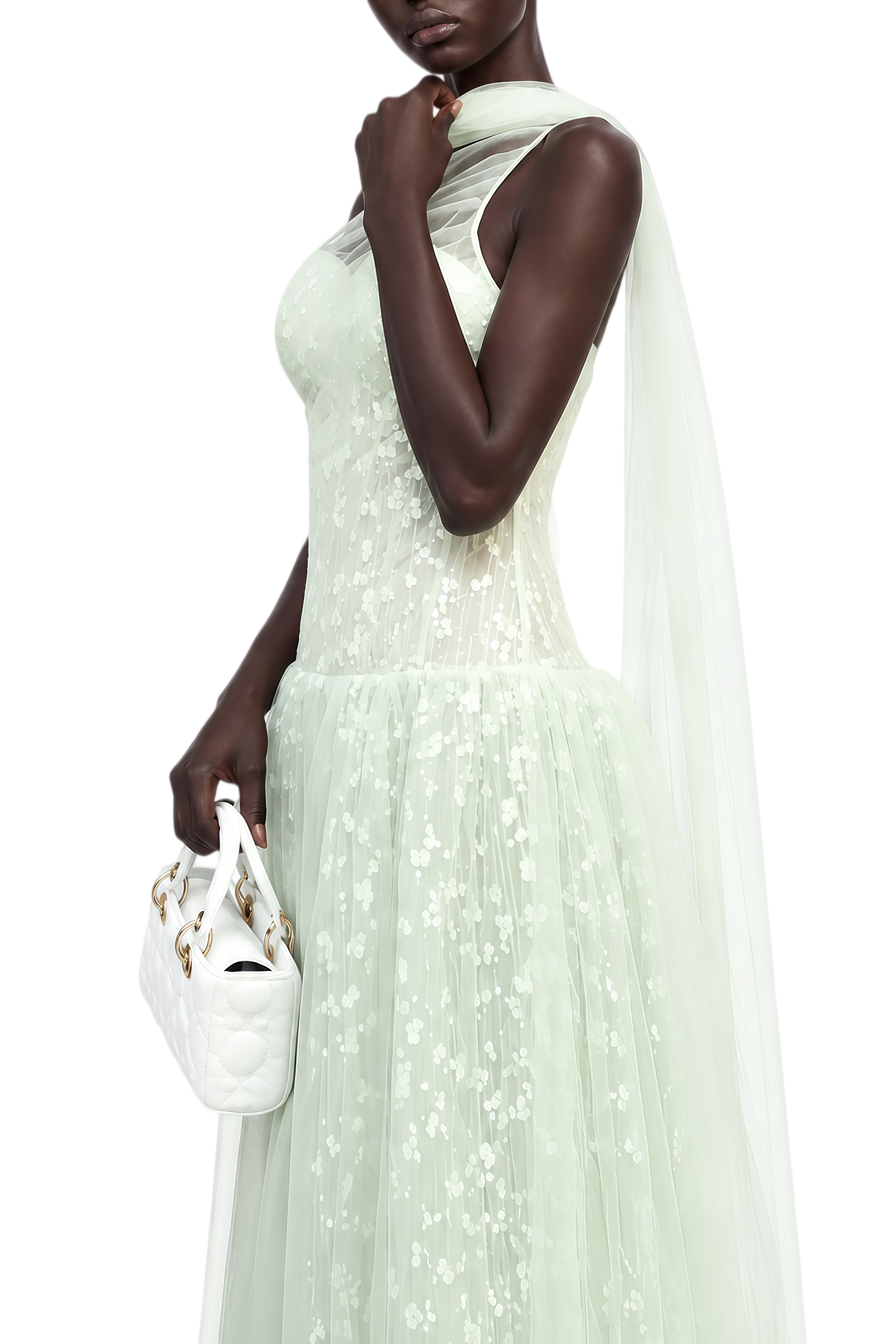 Thalia Green Sleeveless Ruched Maxi Dress