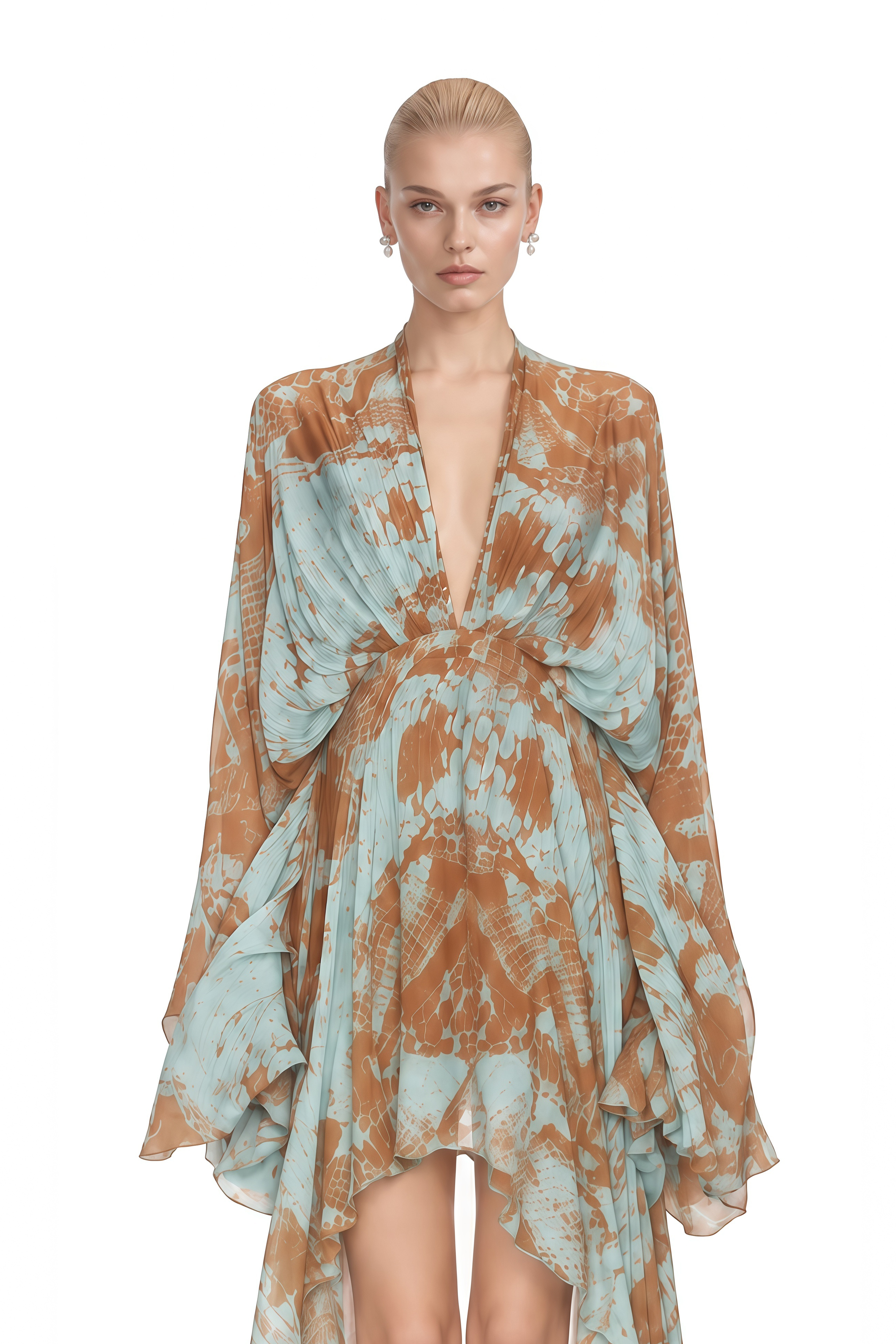 Vesper Green High-Low Draped Maxi Dress
