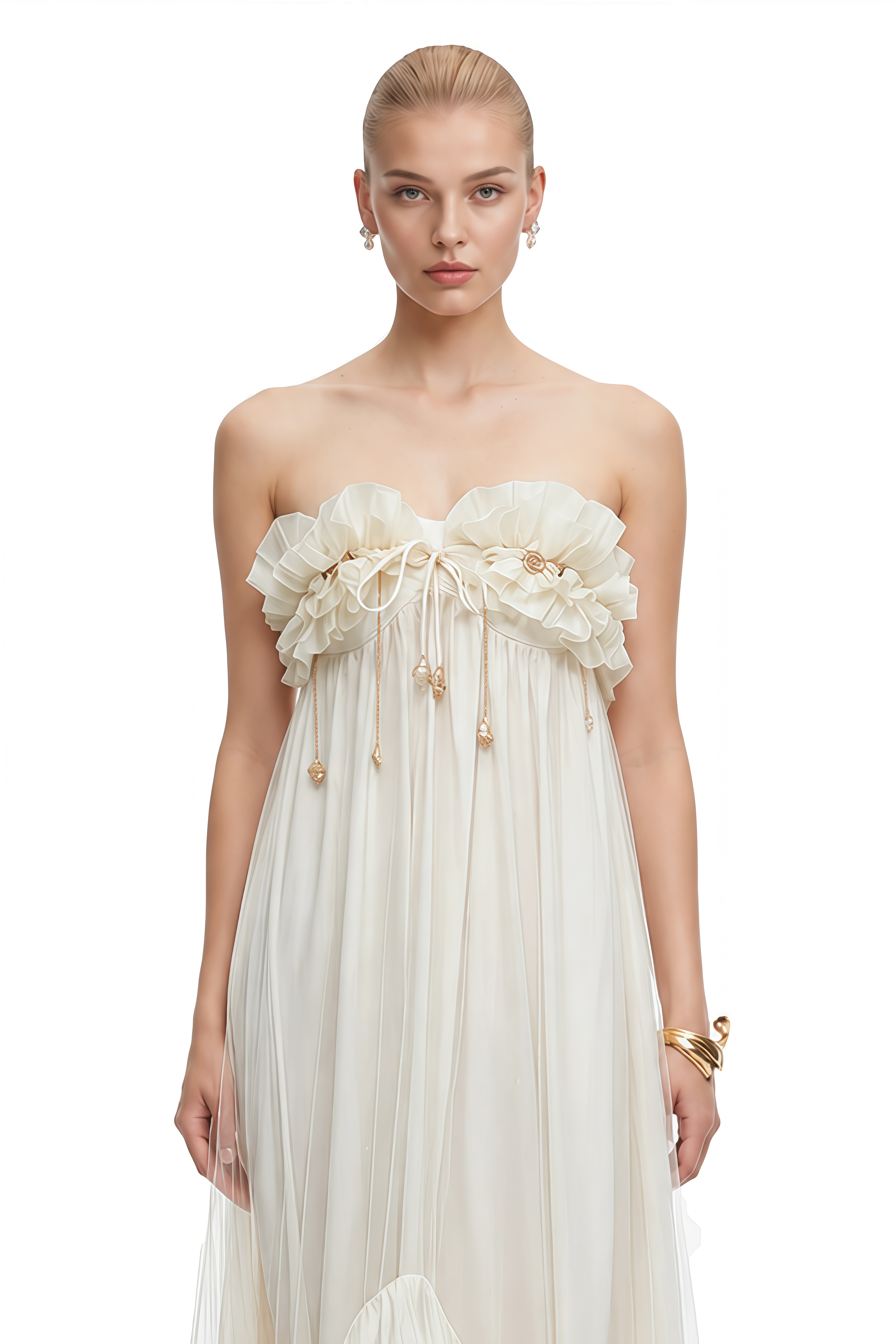Ivy White Off Shoulder Embellished Maxi Dress