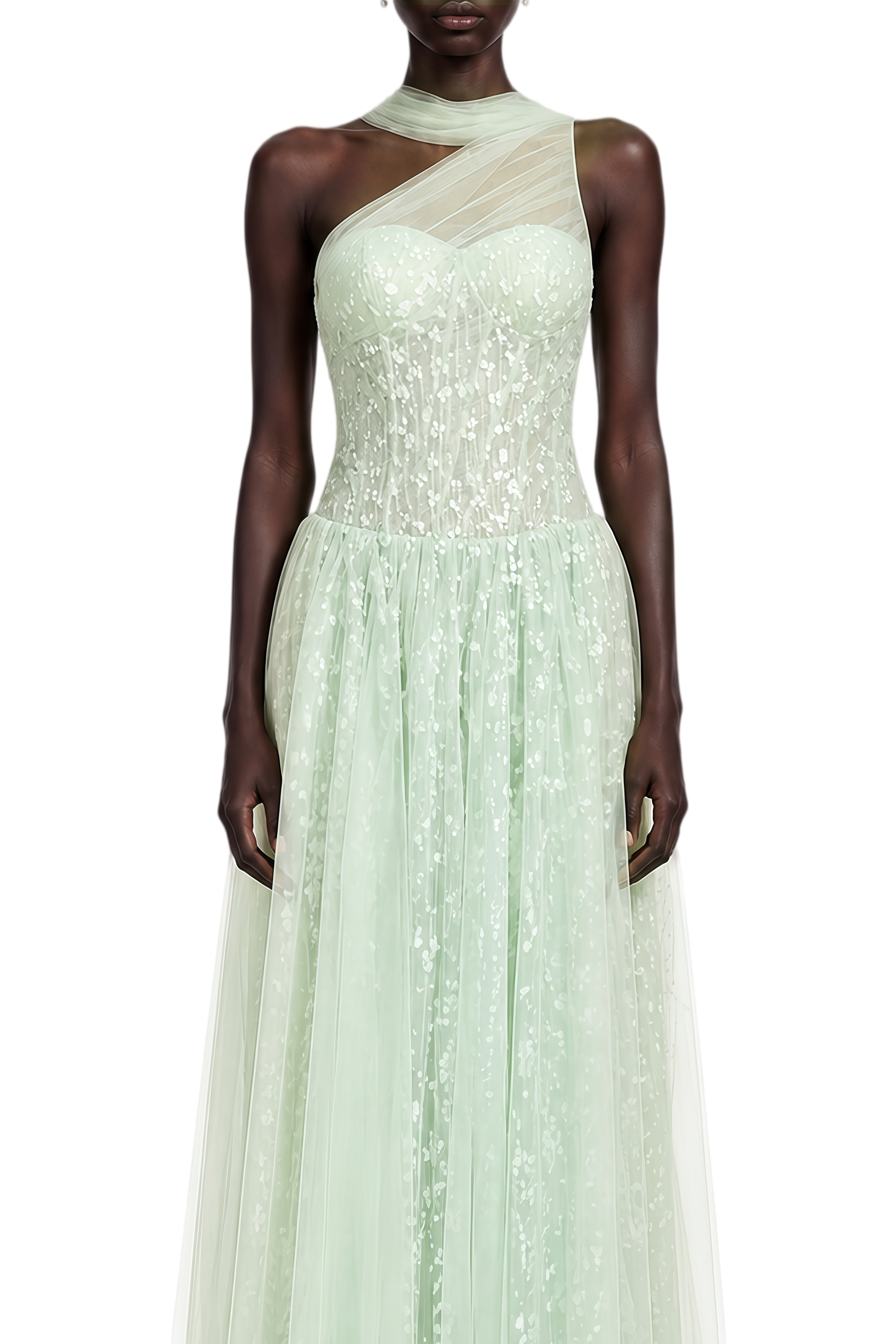 Thalia Green Sleeveless Ruched Maxi Dress