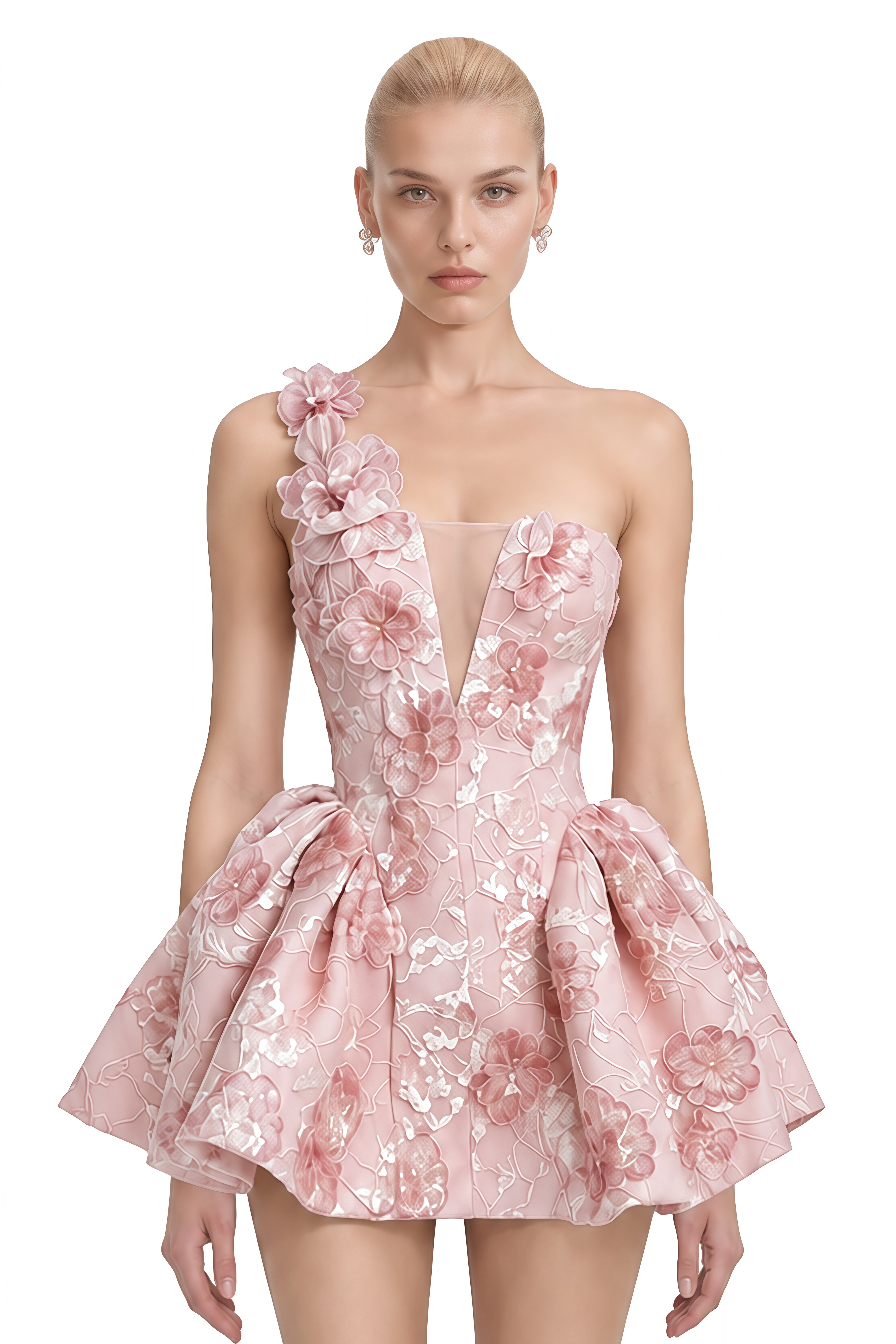 Iris Pink One-Shoulder Sequined Mini Dress
