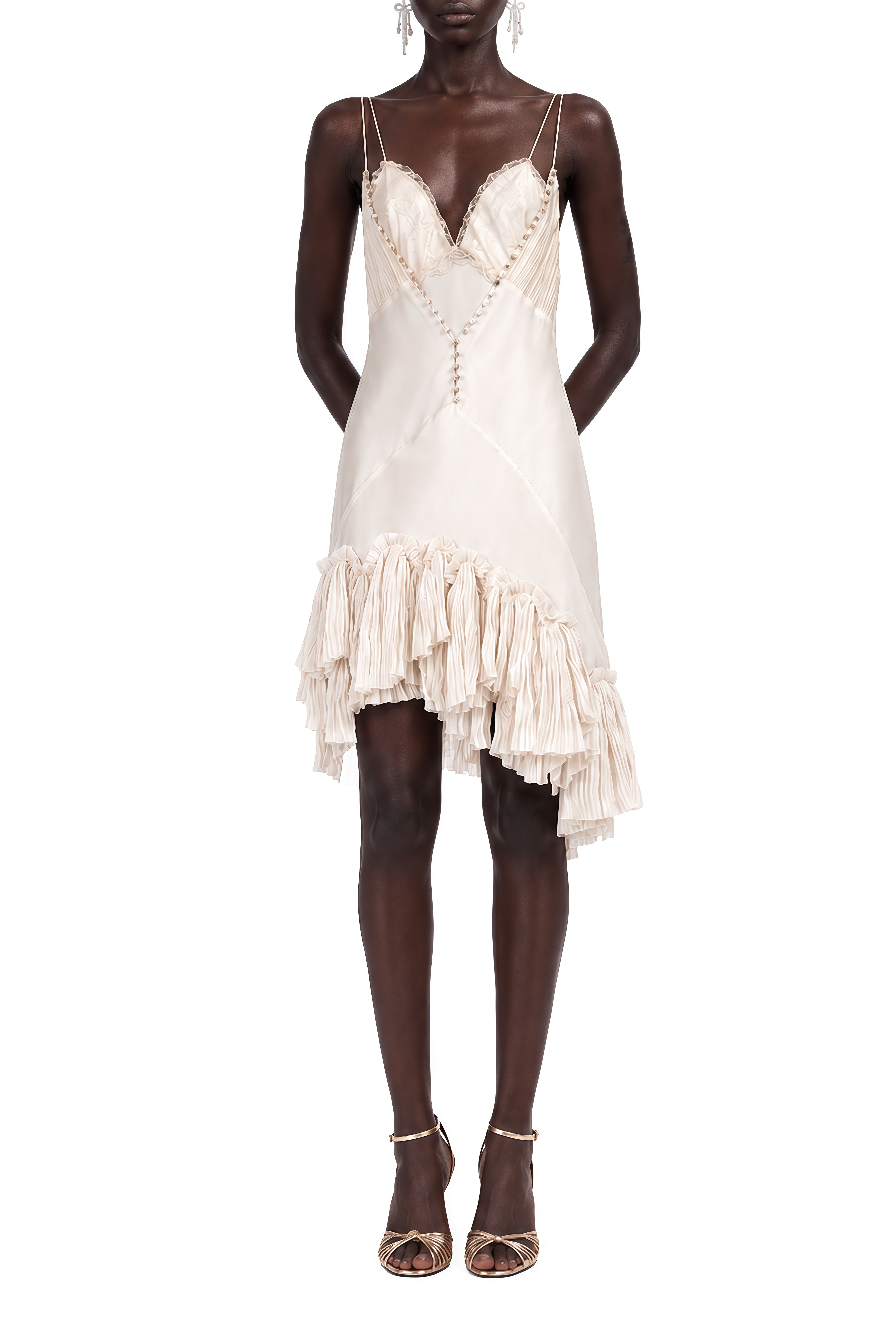 Eleanor White Sleeveless Asymmetrical Mini Dress