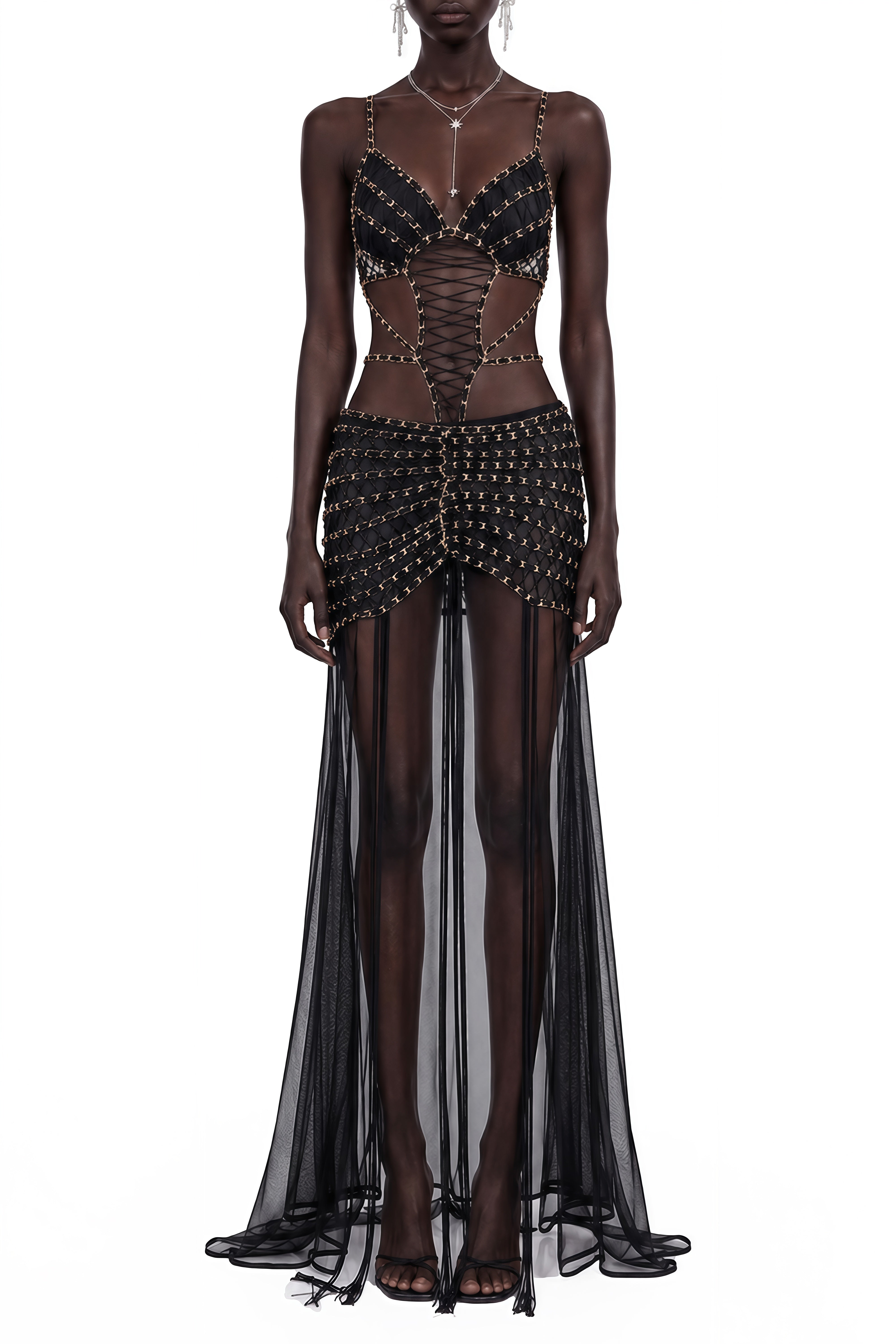 Belle Black Sleeveless Cut Out Maxi Dress