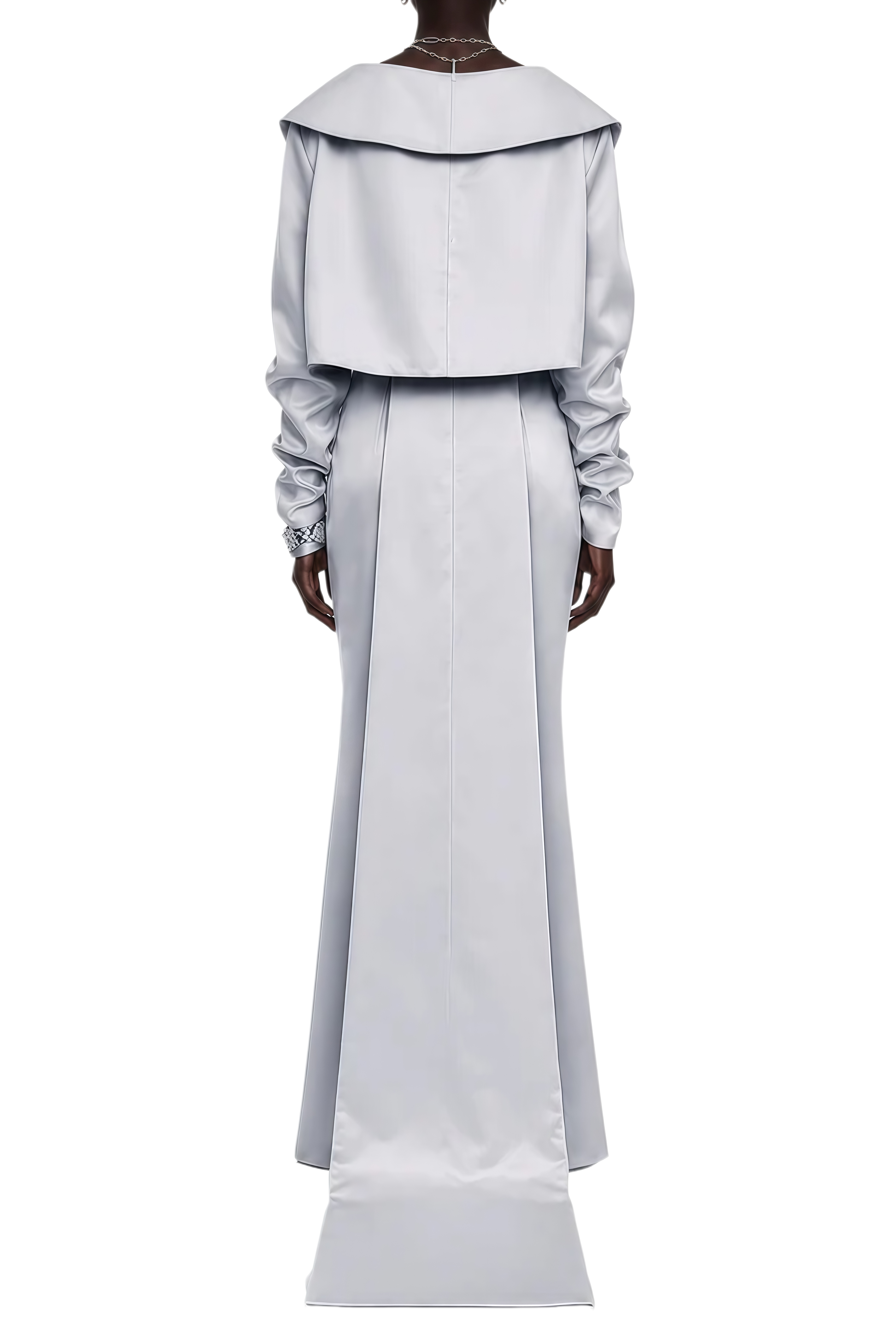 Iris Grey Cape Sleeve Rhinestone Maxi Dress & Jacket Set