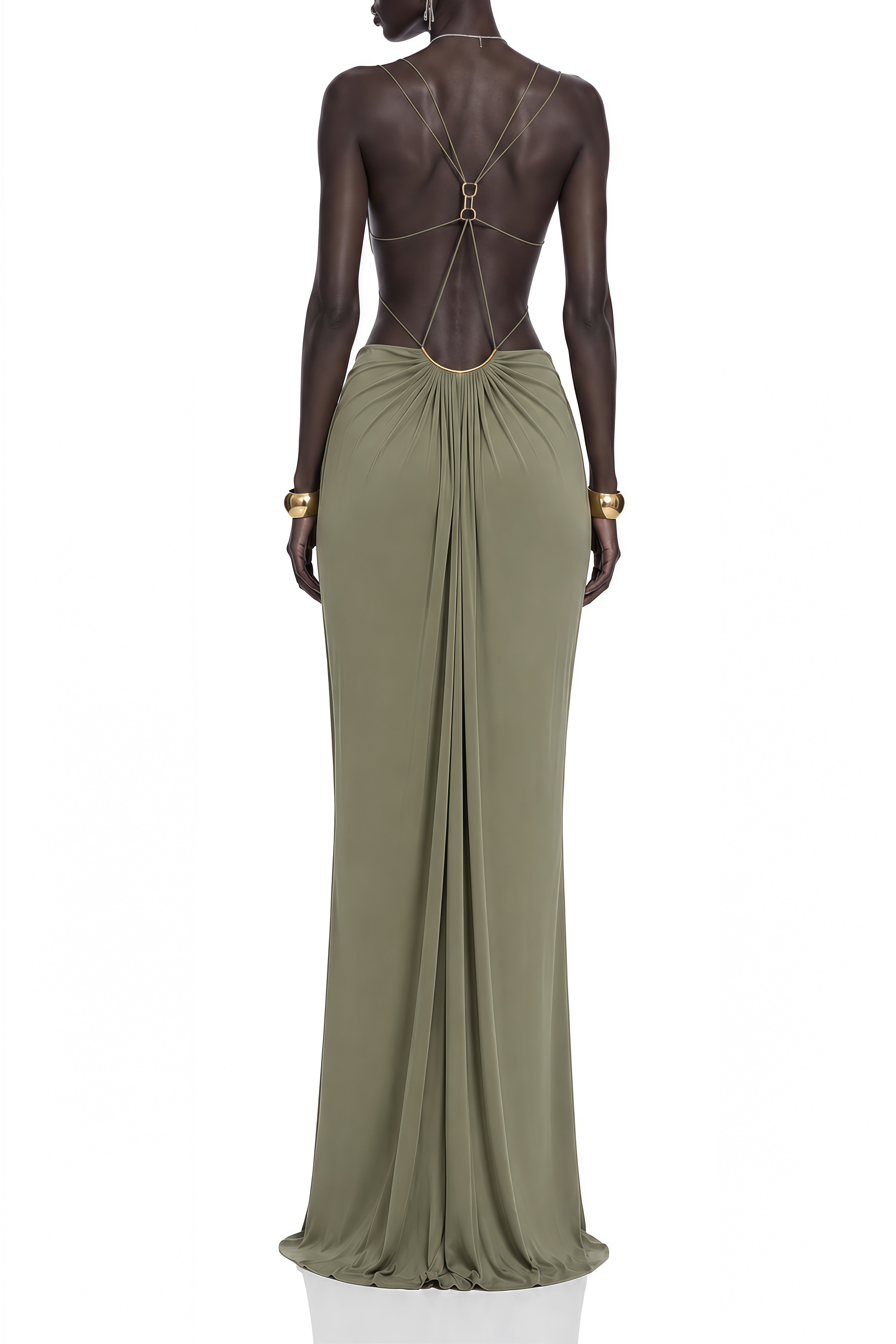 Noelle Green Sleeveless Cut Out Maxi Dress