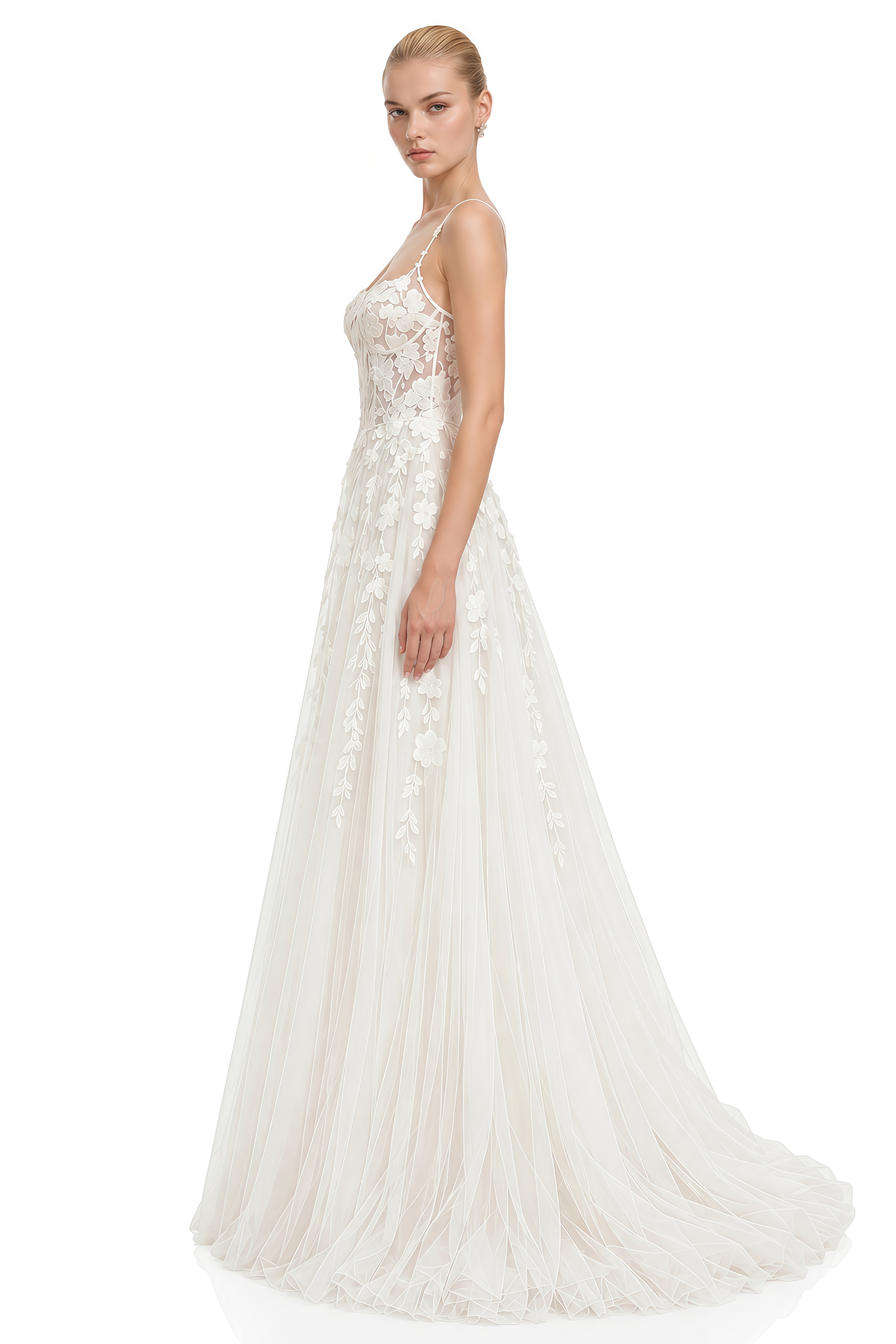 Eloise White Sleeveless Floral Appliqué Maxi Dress