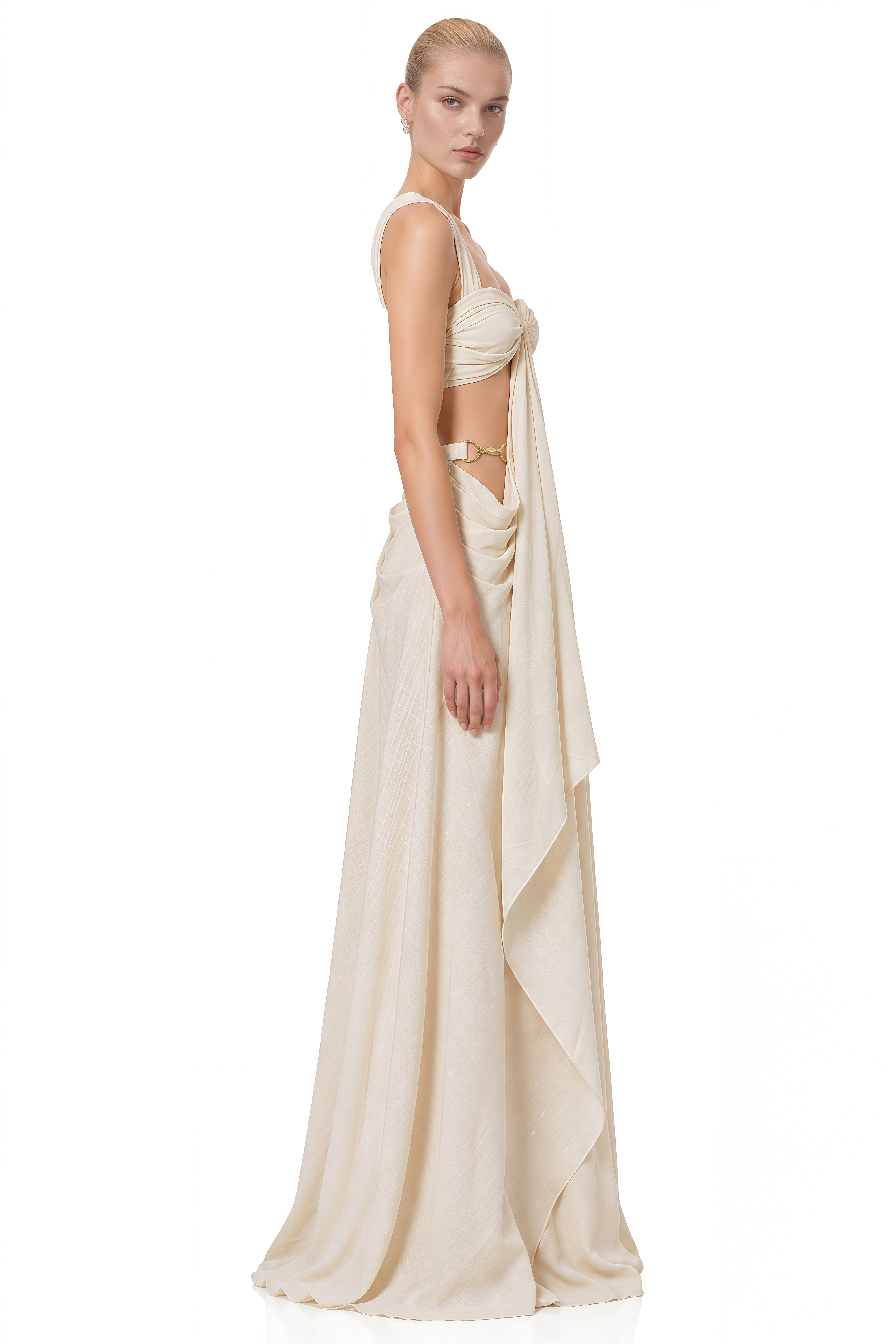 Lulu Neutral Sweetheart Neck Cut-Out Maxi Dress