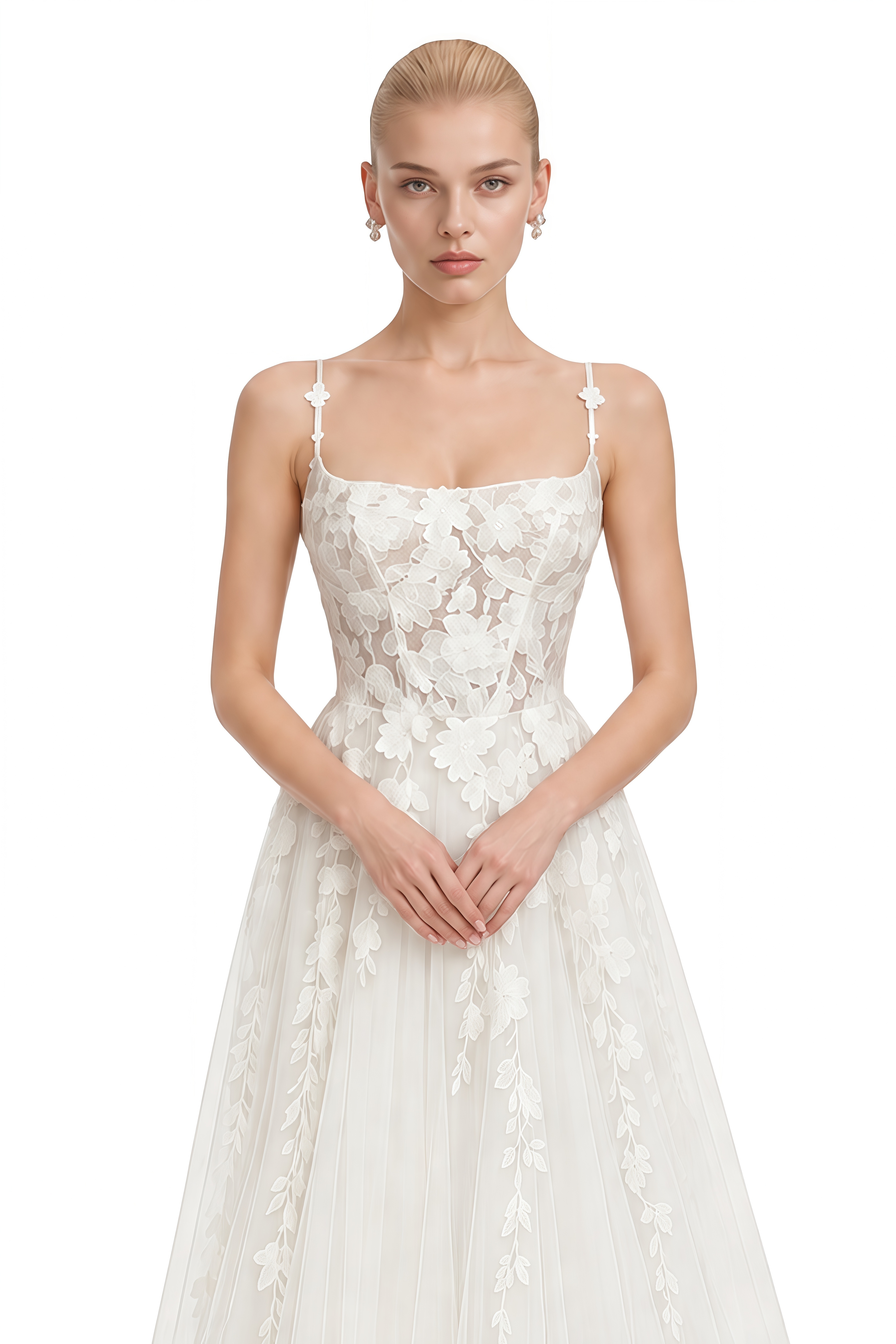 Eloise White Sleeveless Floral Appliqué Maxi Dress